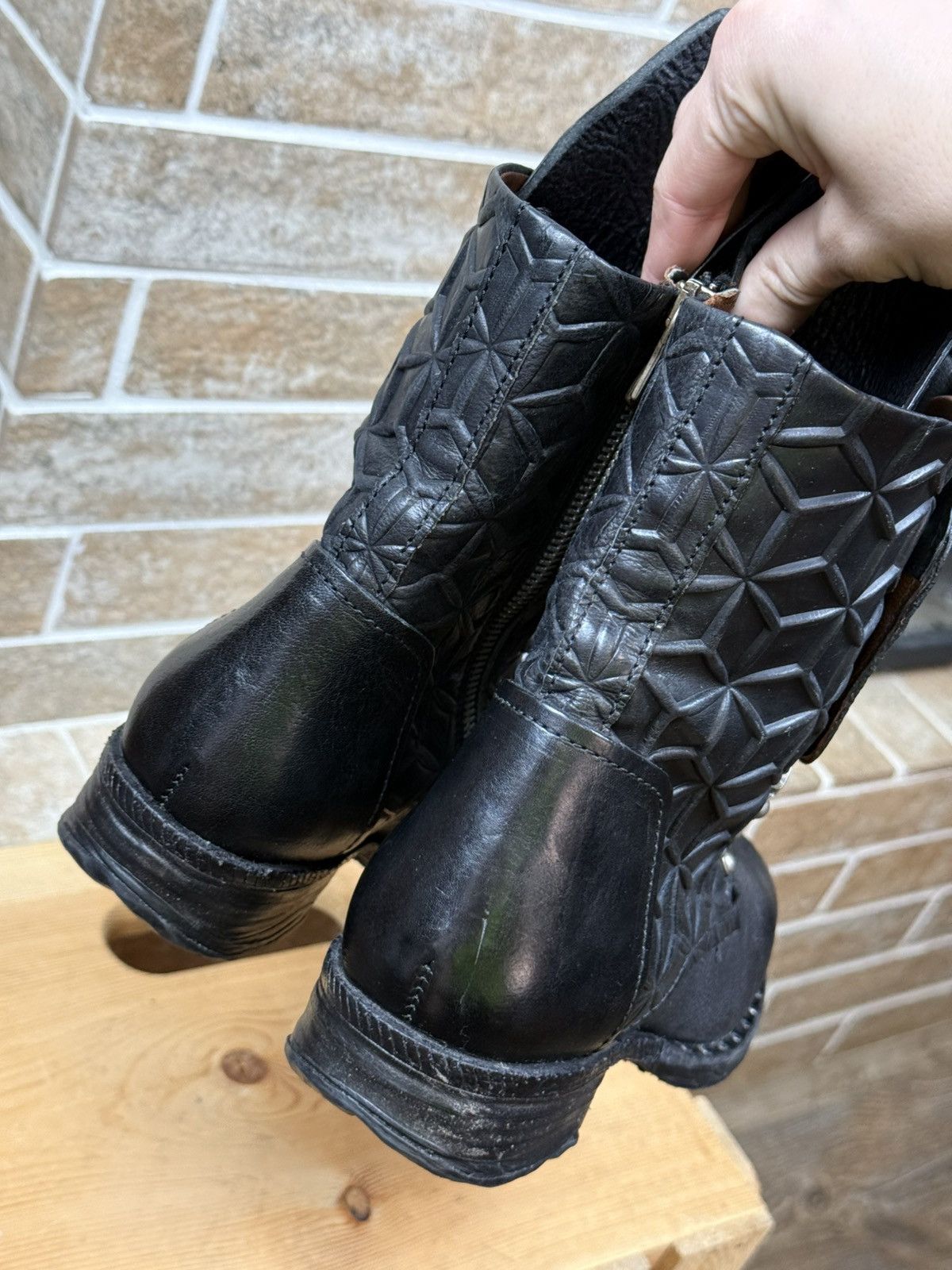 A.S.98 Womans A.S.98. Airstep Black Leather Biker Zip Stedded Boots Size US 9 / IT 39 - 8 Thumbnail