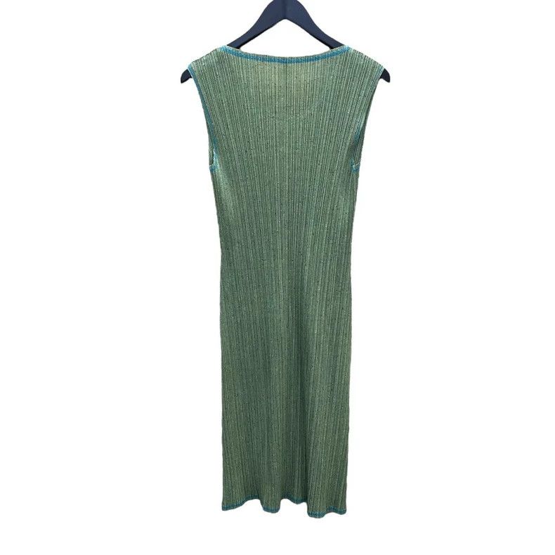 Issey Miyake Issey Miyake size:3 Green pleated sleeveless dress Size XS / US 0-2 / IT 36-38 - 2 Thumbnail