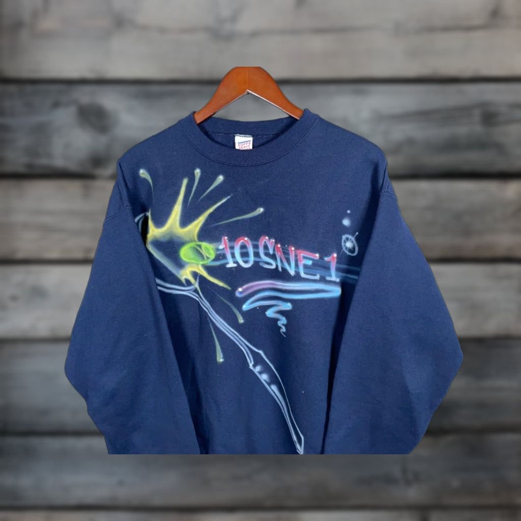 Soffe VINTAGE Soffe Heavy Sweats Sweatshirt Tennis Anyone Adult Large Dark Blue Graphic Print Crew Neck Long Sleeve Men’s Regular Pullover 90s Retro Size US L / EU 52-54 / 3 - 1 Thumbnail