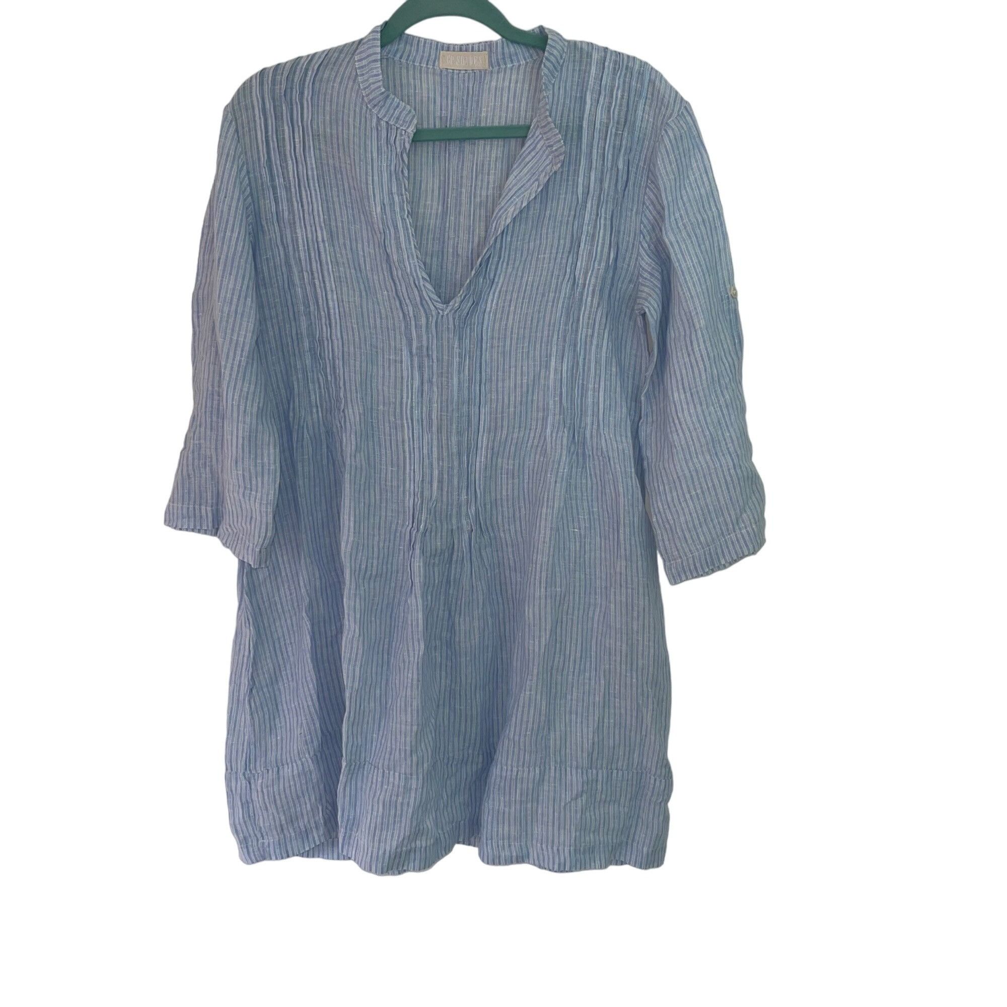 image of Cp Shades Womens Regina Tunic Blouse Size Small Blue