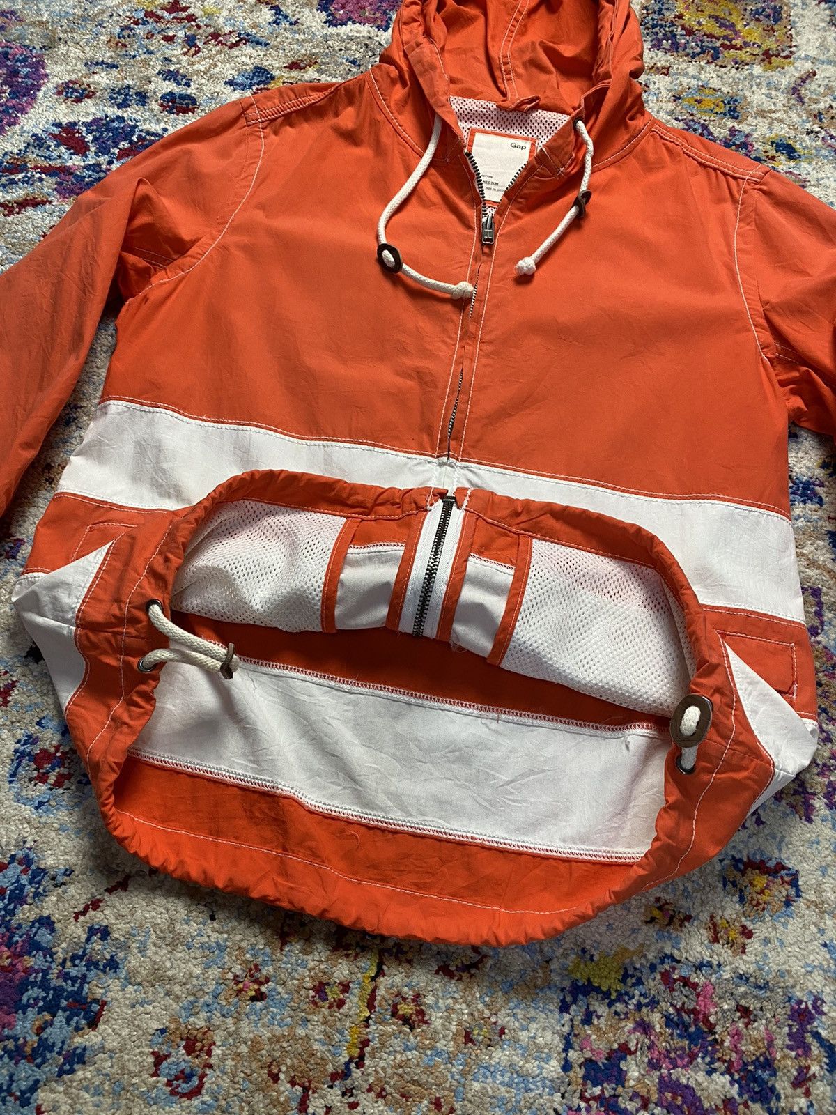 Gap 03/13' GAP Striped Hooded Lava Orange V/304206 Size US M / EU 48-50 / 2 - 8 Thumbnail