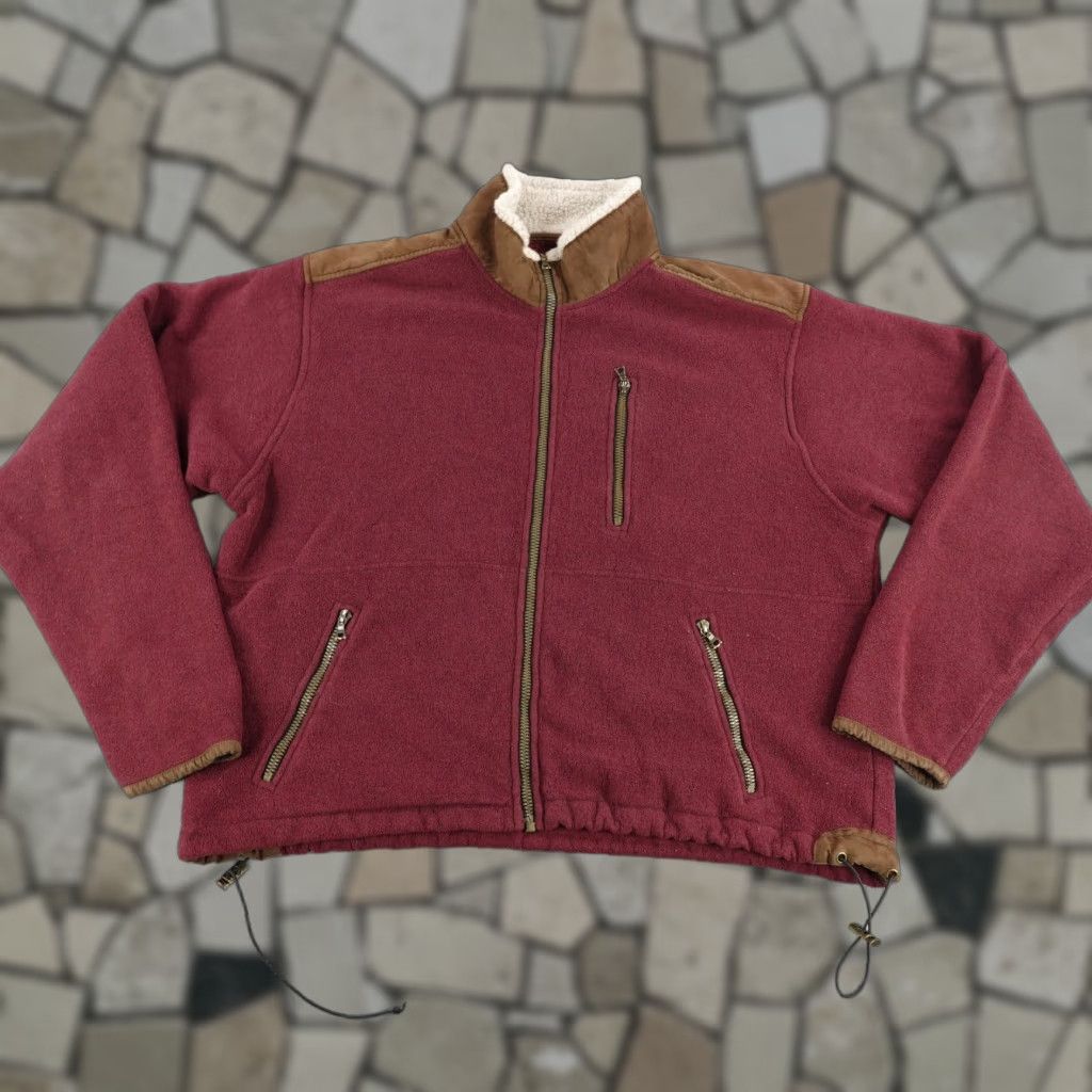 Orvis Orvis Jacket Mens XL Red Fleece Sherpa Collar Lined Leather Trim Overcoat Zip Pockets Brand: Orvis Size US XL / EU 56 / 4 - 1 Thumbnail
