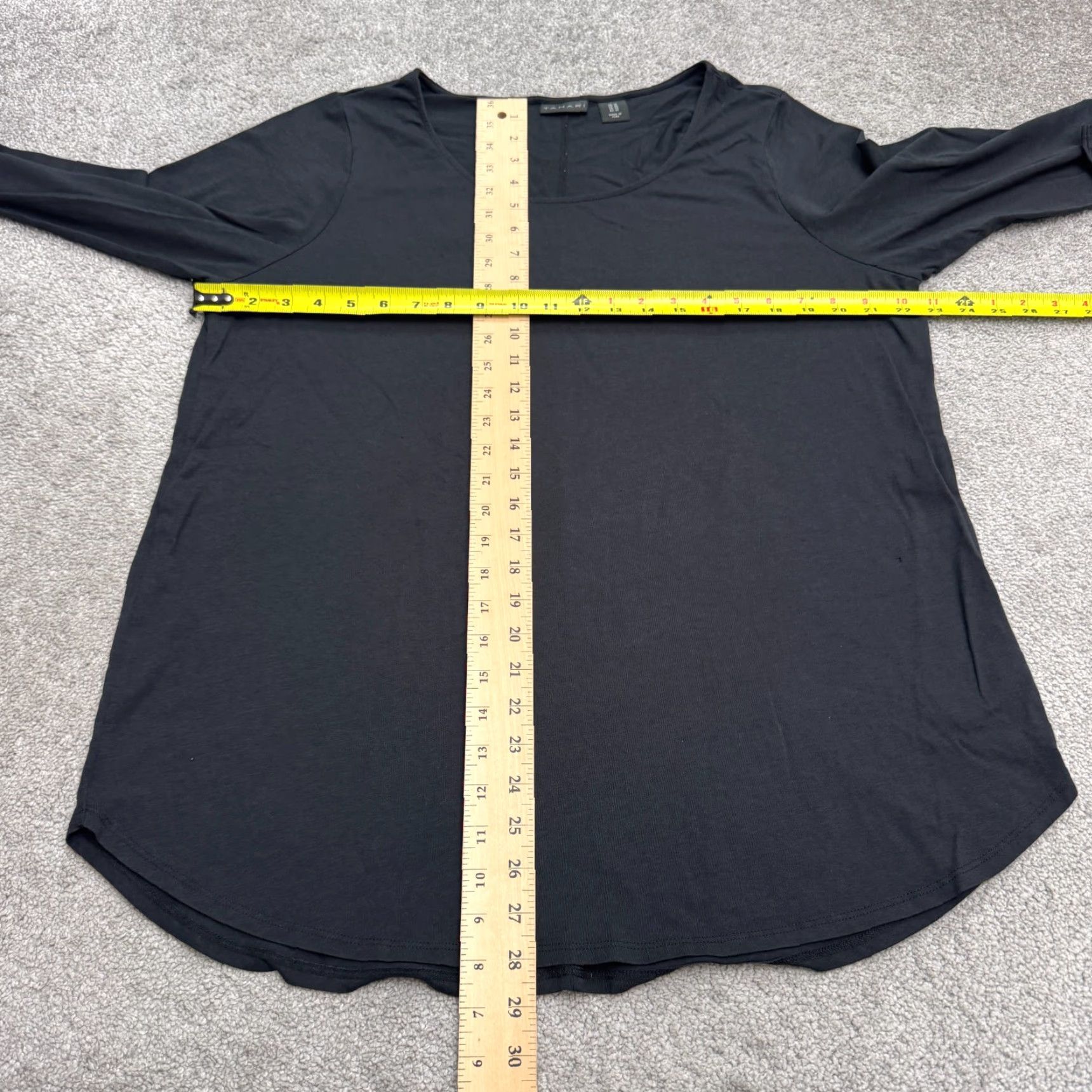 Vintage Tahari Tunic T-Shirt Womens Plus 1X Black 3/4 Sleeve Scoop Neck Knit Cotton Blend Casual Tee Size XL / US 12-14 / IT 48-50 - 7 Thumbnail