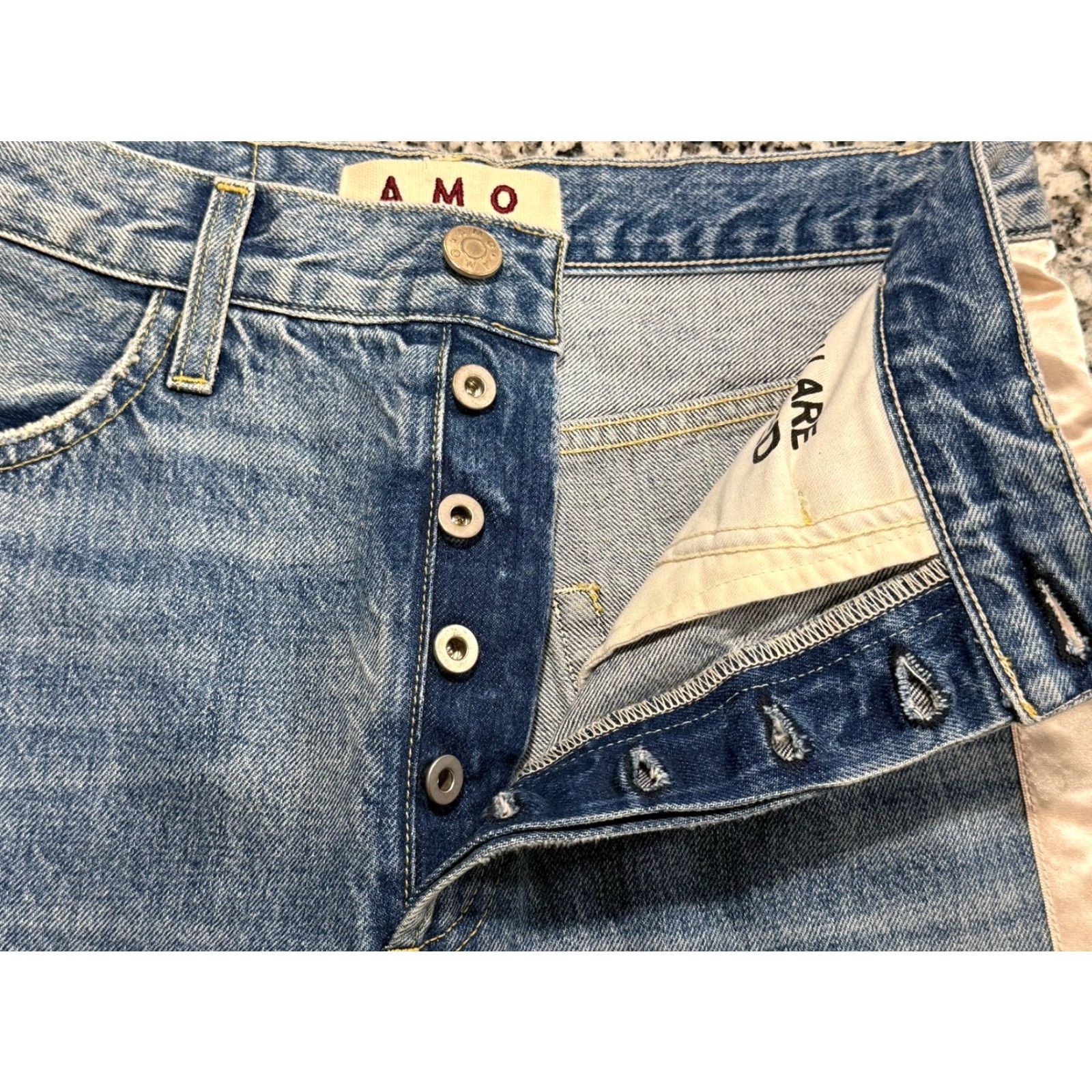 AMO AMO Loverboy Jeans High Rise Distressed Straight Women’s Size 27 Blue Size 27" / US 4 / IT 40 - 2 Thumbnail