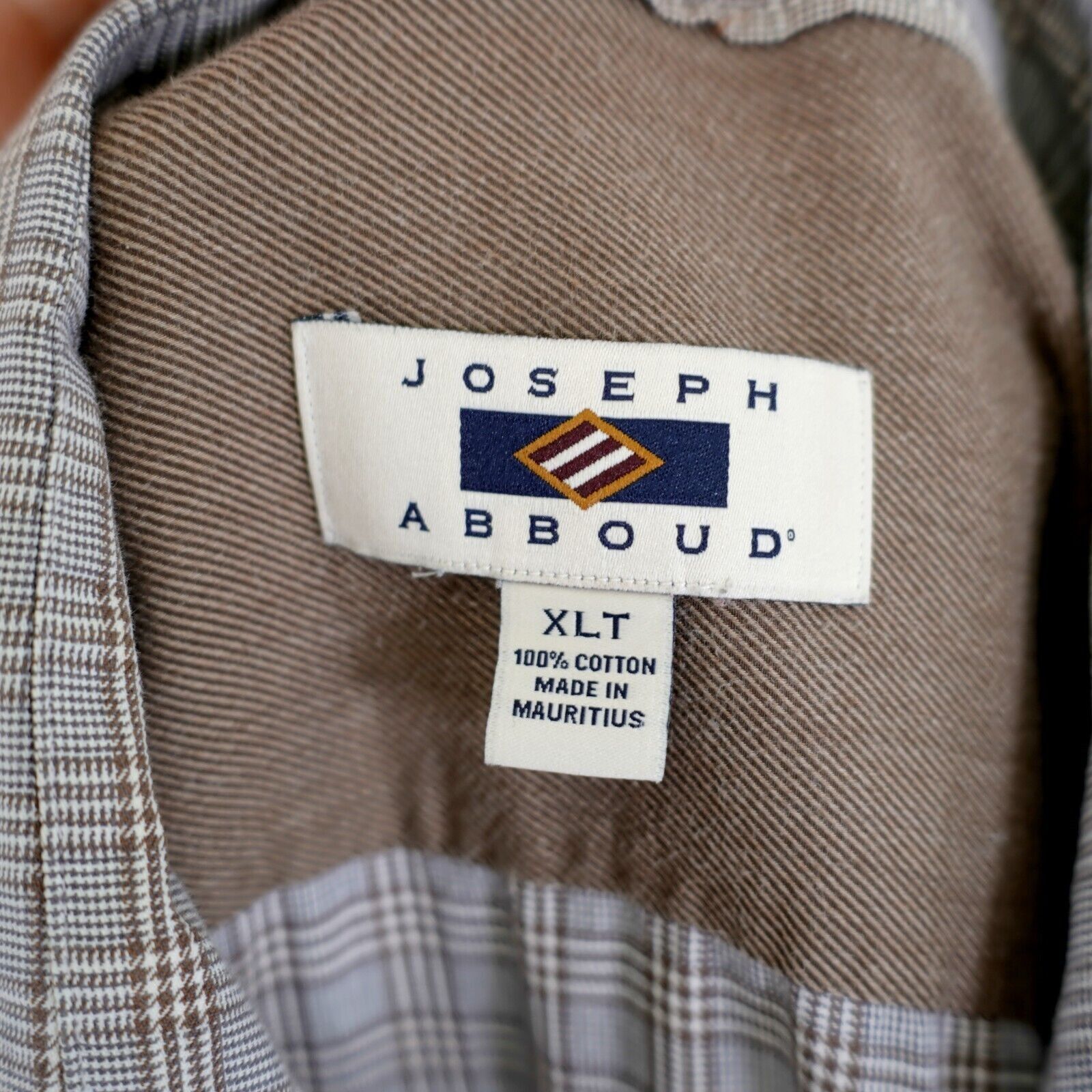 Joseph Abboud Joseph Abboud XLT Tall Gray Brown Glen Plaid Pocket Collared Size US XL / EU 56 / 4 - 8 Thumbnail