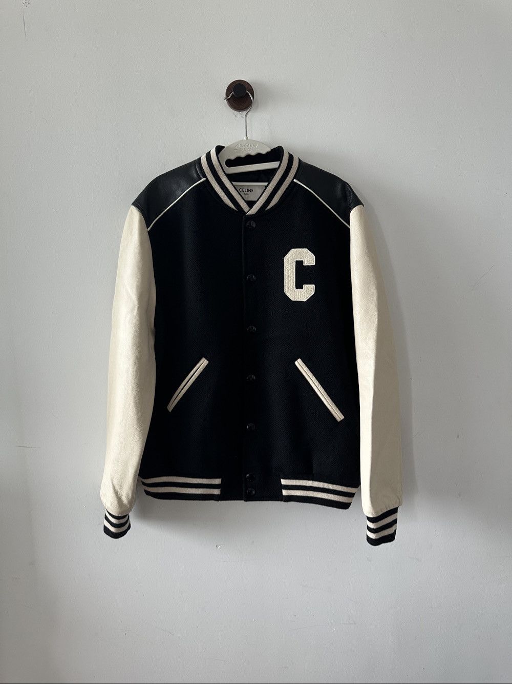 Celine Celine Letter Logo Varsity Bomber Jacket Size 52 Size US L / EU 52-54 / 3 - 1 Thumbnail