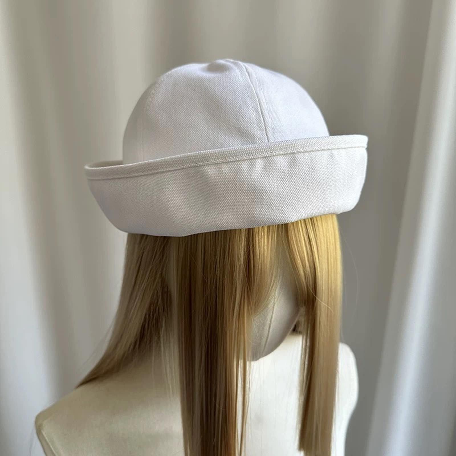 Japanese Brand Retro Wht Cotton Beret Sailor Hat Y2k French Girl Aesthetic Size ONE SIZE - 4 Thumbnail