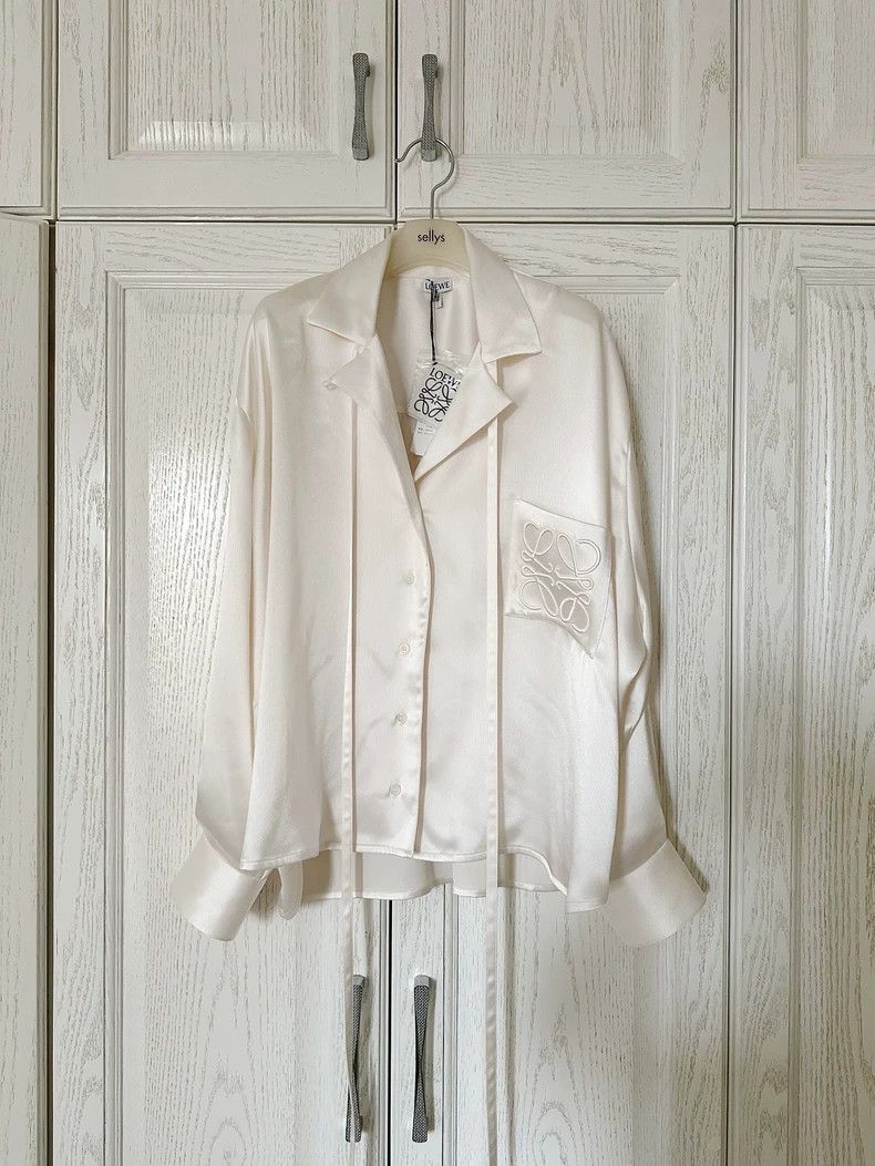 Loewe LOEWE White satin shirt Size XS / US 0-2 / IT 36-38 - 1 Thumbnail