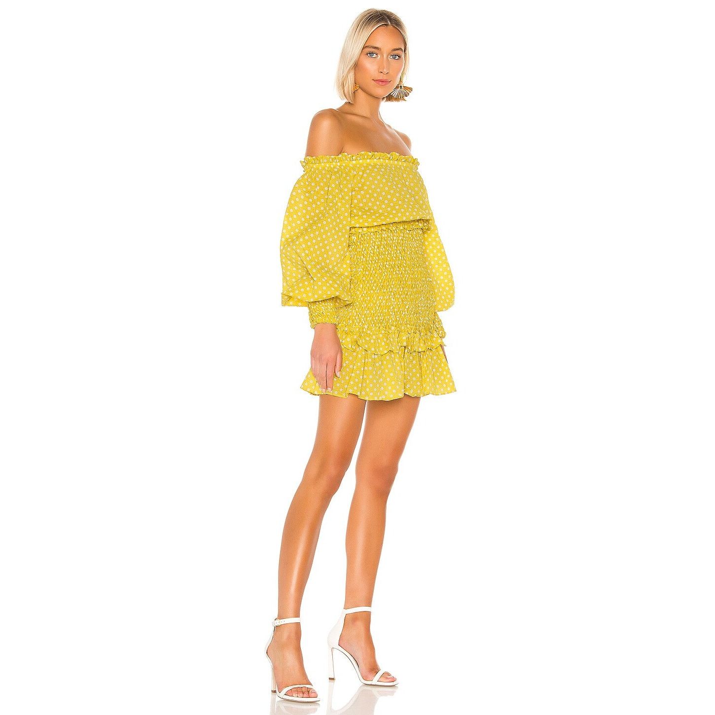 ALEXIS Alexis Marilena Smocked Polka Dot Off Shoulder Mini Dress L Size L / US 10 / IT 46 - 14 Thumbnail
