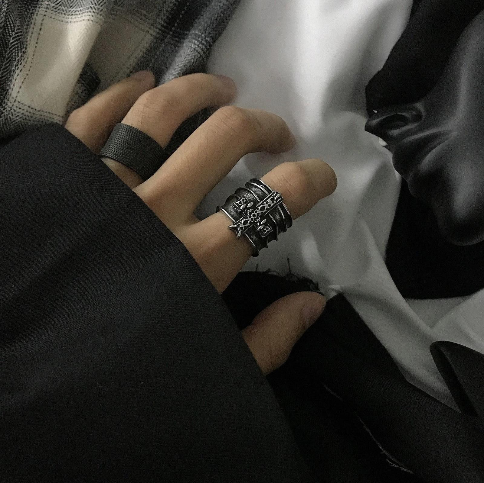 Jewelry Cross Chunky Black Ring Size ONE SIZE - 1 Thumbnail