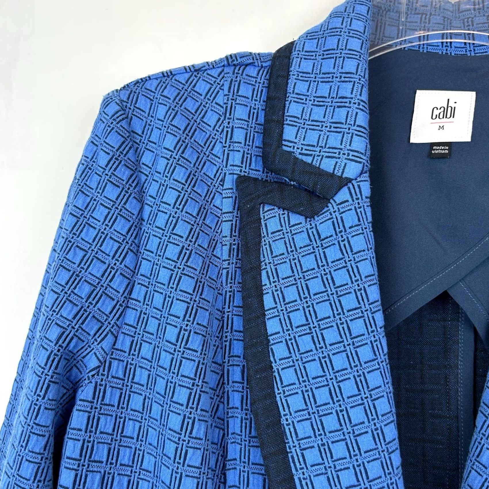 Vintage CAbi Scholarship Blazer Medium Blue Geometric Print Ponte Knit Style 6027 Office Women Size M / US 6-8 / IT 42-44 - 4 Thumbnail