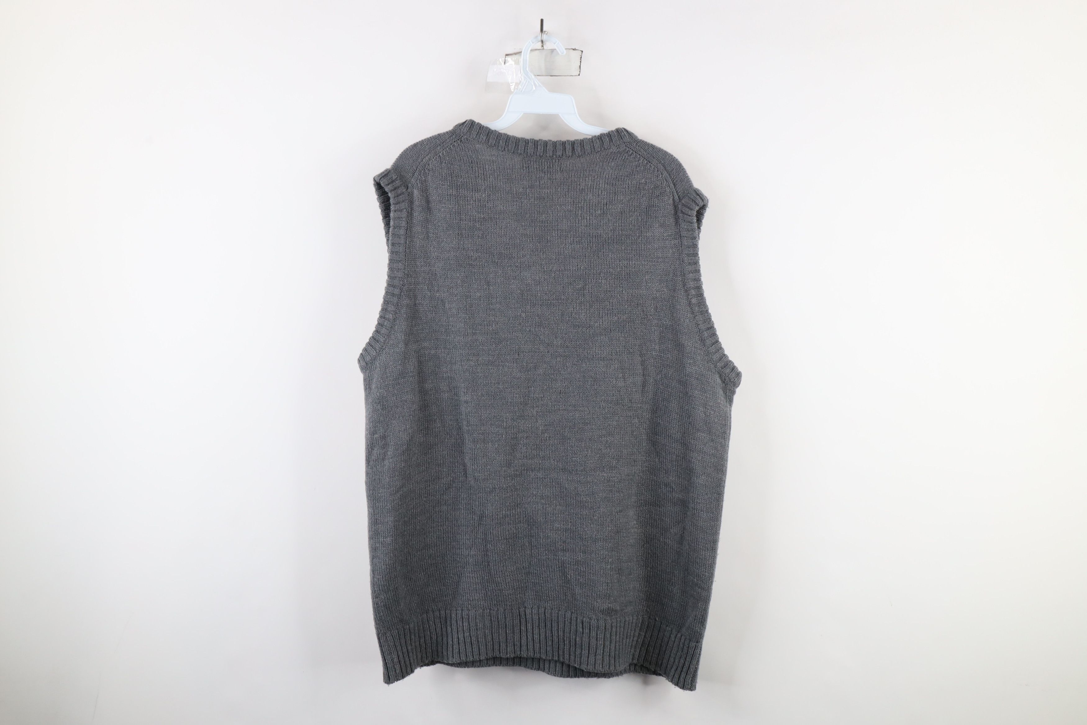 Vintage Vintage 70s Streetwear Knit V-Neck Sweater Vest Gray Acrylic Size US XL / EU 56 / 4 - 9 Thumbnail