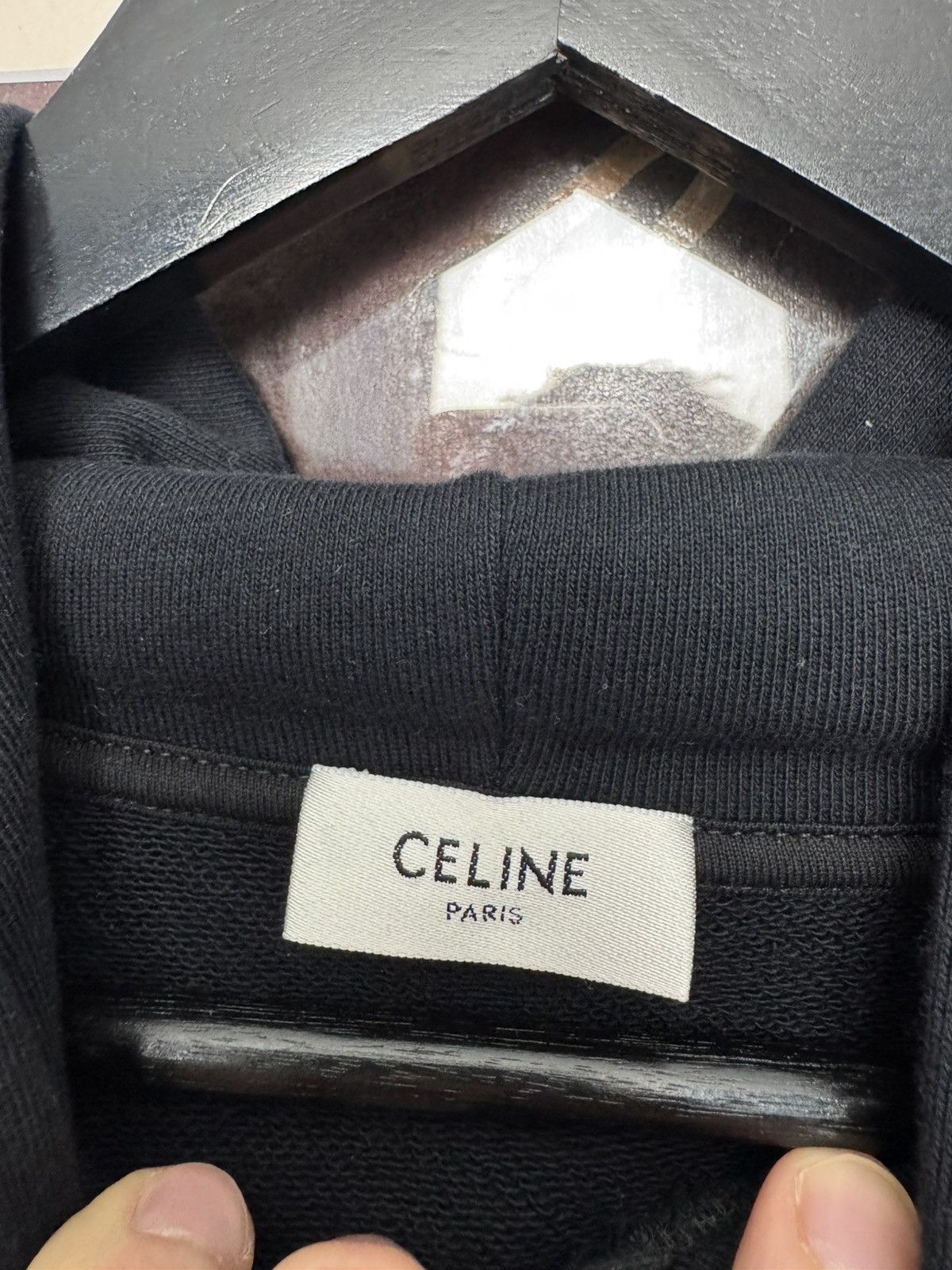 Celine Celine Flag Black Designer Hoodie Rhinestone Hedi Slimane Size US S / EU 44-46 / 1 - 4 Thumbnail