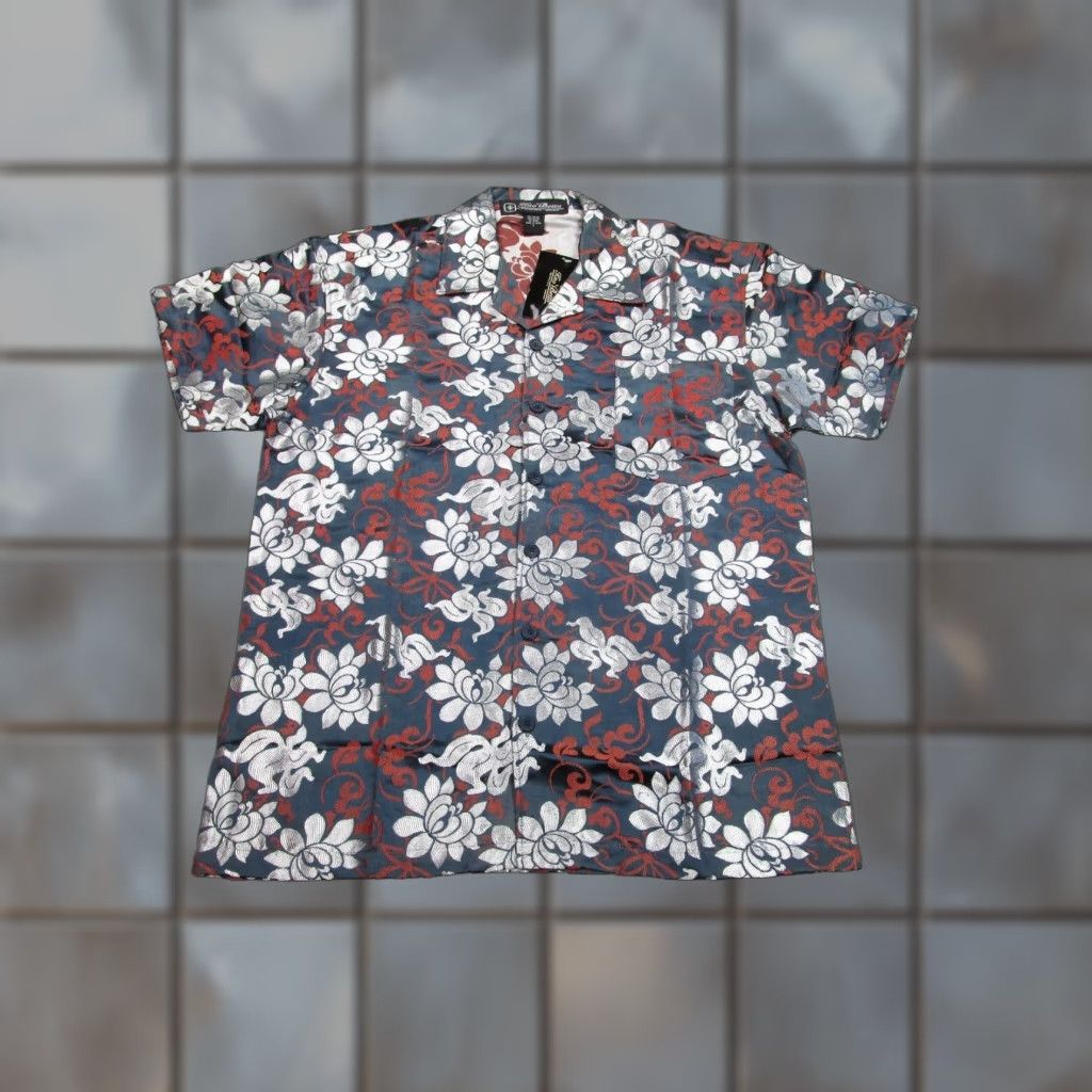 Gloverall VINTAGE Kno Betta Shirt Blue Floral Flowers Metallic Satin y2k All Over mens M Size US M / EU 48-50 / 2 - 1 Thumbnail