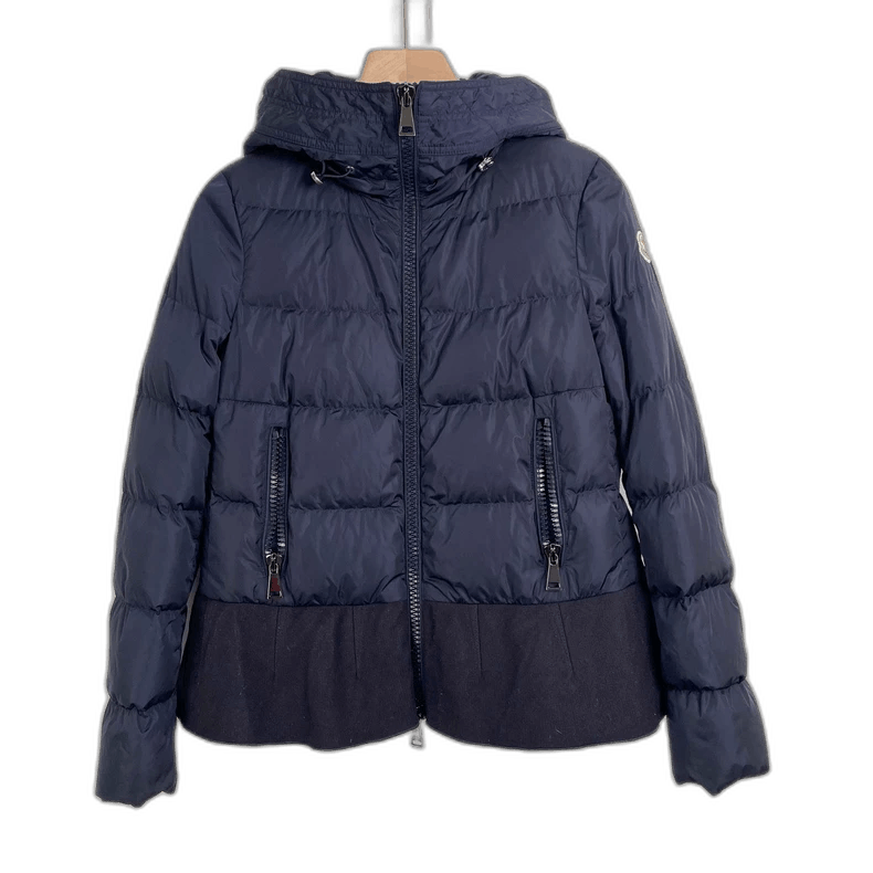 Moncler Navy Frill Puffer Jacket by Moncler Size XS / US 0-2 / IT 36-38 - 1 Thumbnail