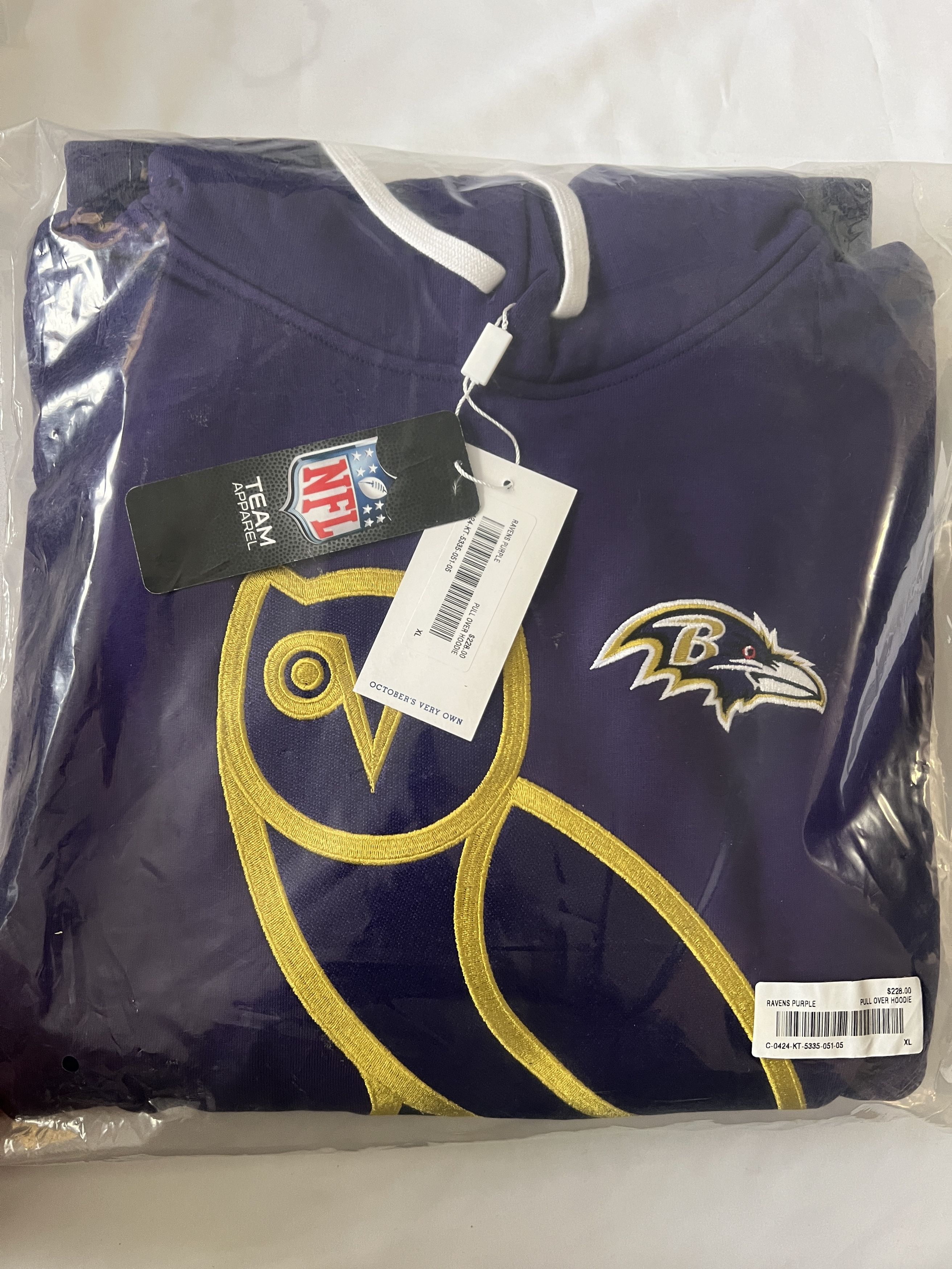 Drake *RARE* OVO x NFL BALTIMORE RAVENS OG OWL ICON TEAM HOODIE Size US XL / EU 56 / 4 - 2 Thumbnail