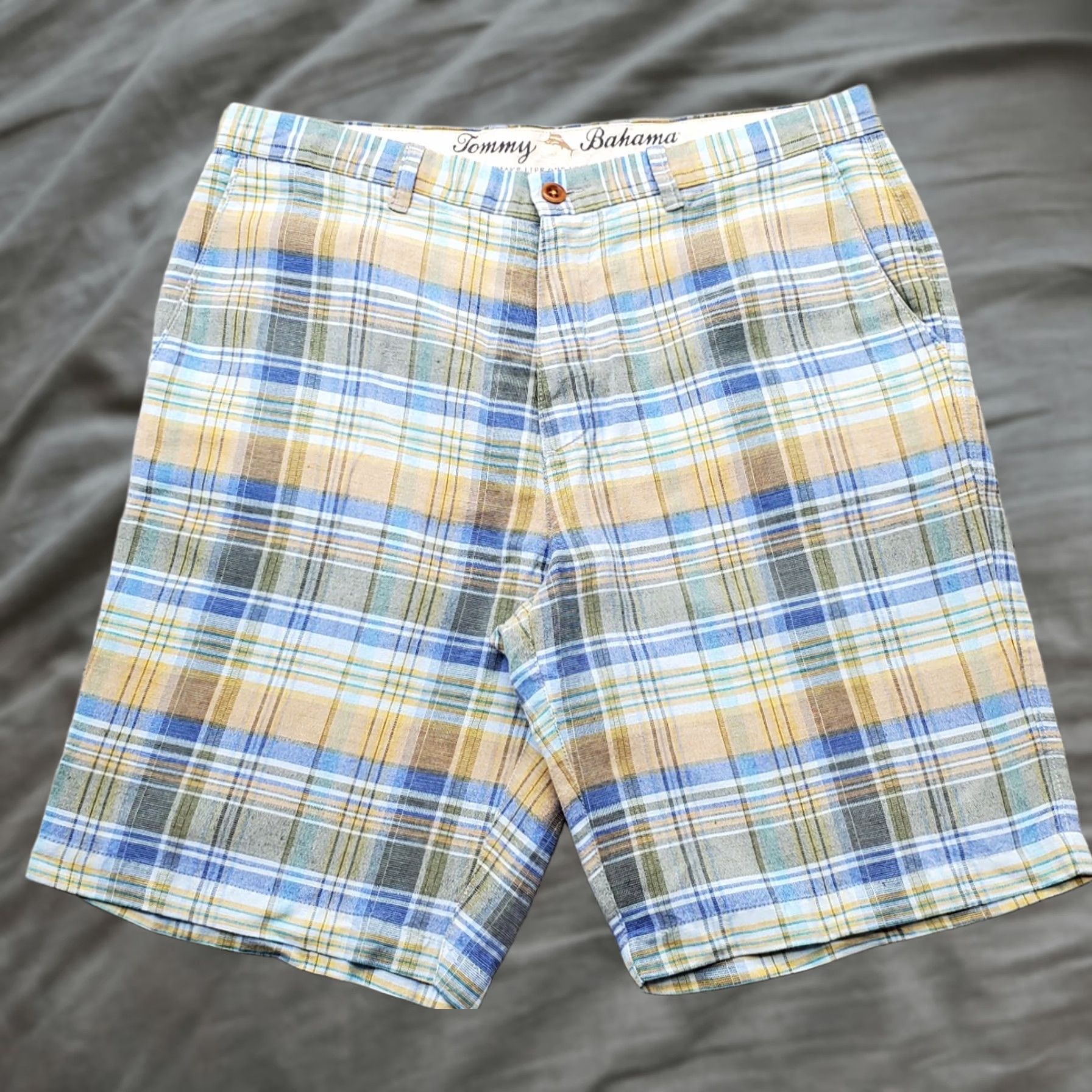 Tommy Bahama Tommy Bahama Chino Shorts Mens 34 Multi Linen Blend Plaid Slash Pocket Size US 34 / EU 50 - 1 Thumbnail
