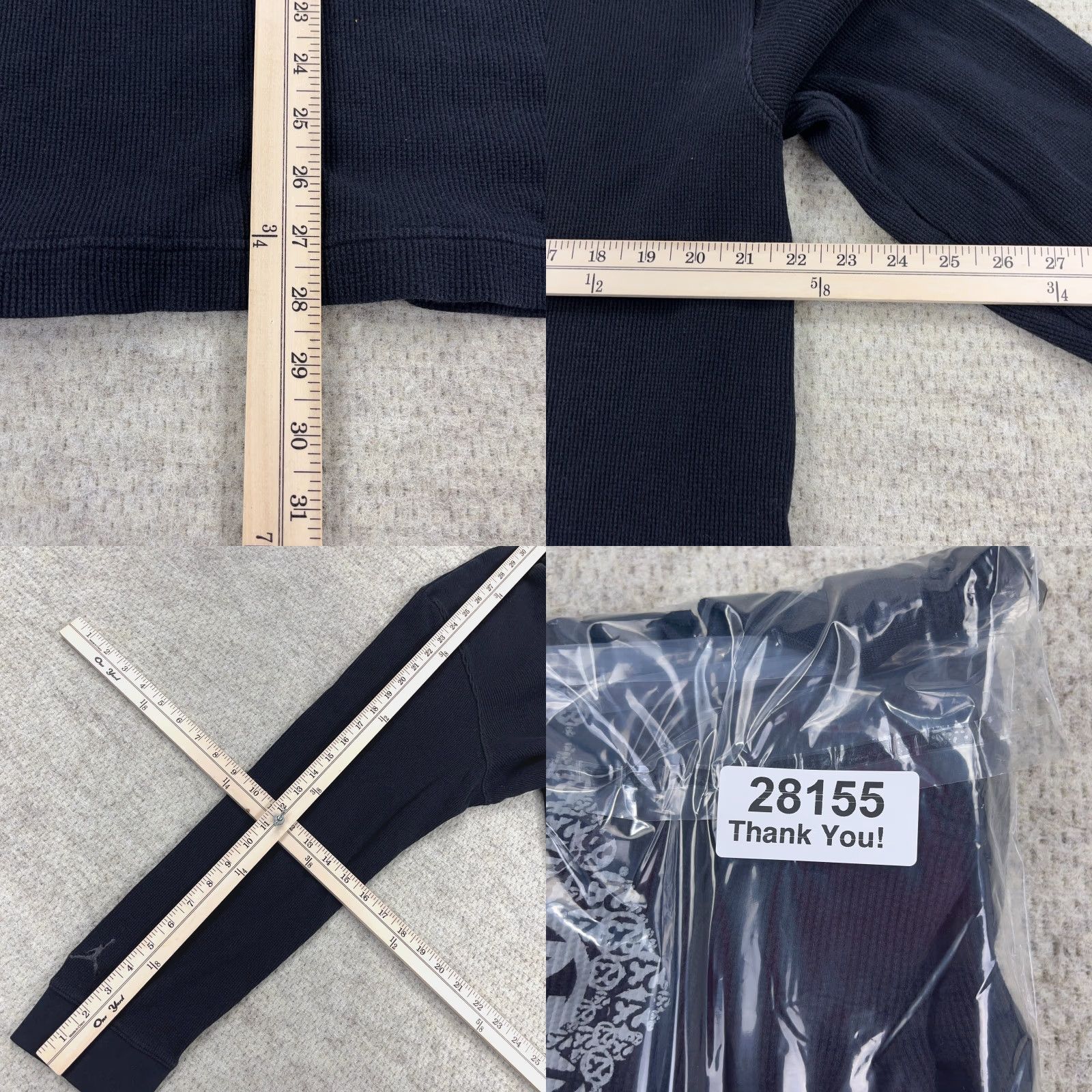 Jordan Brand VINTAGE Jordan Shirt Men XL Black Thermal Waffle Knit Center Logo Faded 00s Graphic Print Sleeve Long Crew Neck Size US XL / EU 56 / 4 - 8 Thumbnail