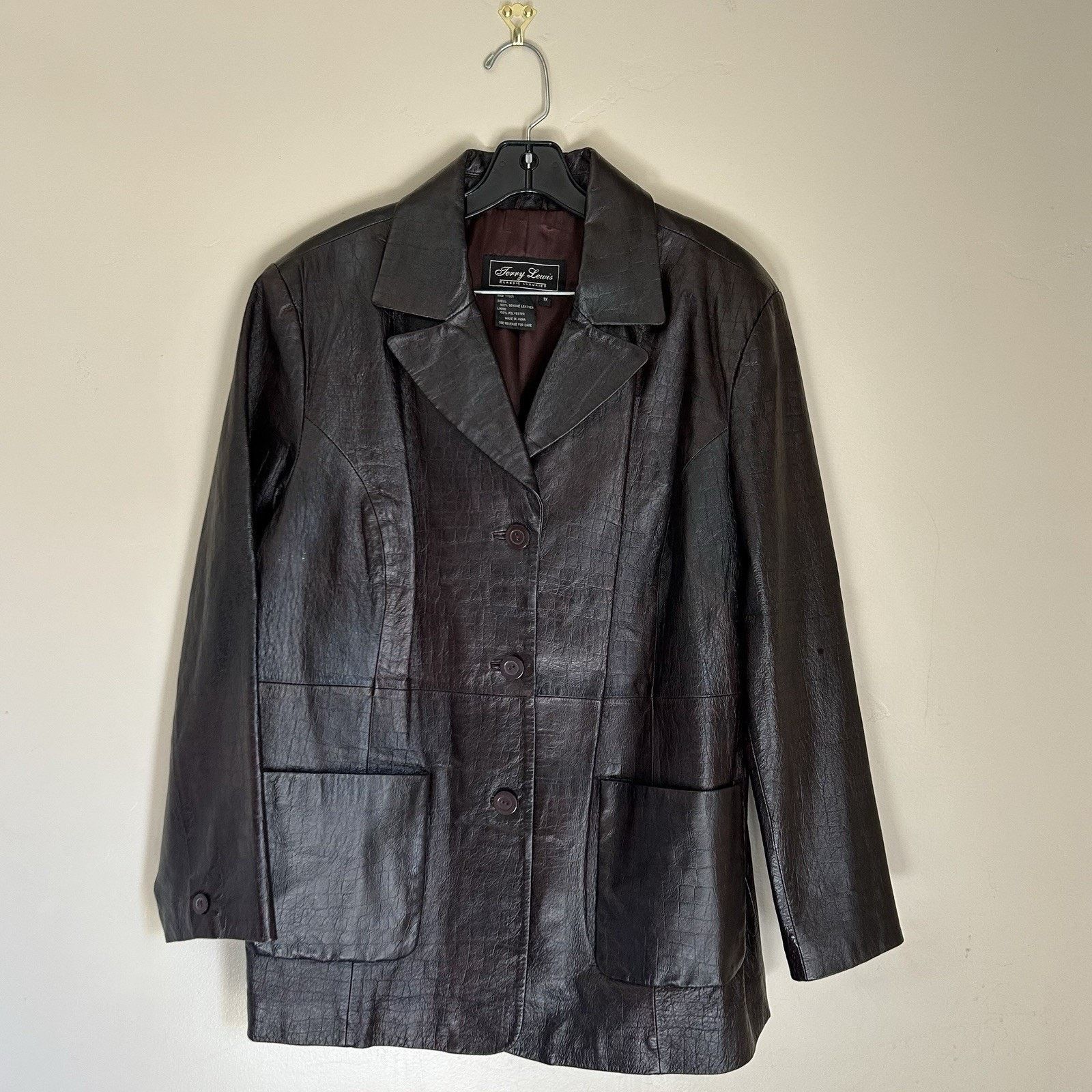 Other Vintage Terry Lewis Brown Leather Button Down Jacket Size 1X Size XL / US 12-14 / IT 48-50 - 1 Thumbnail