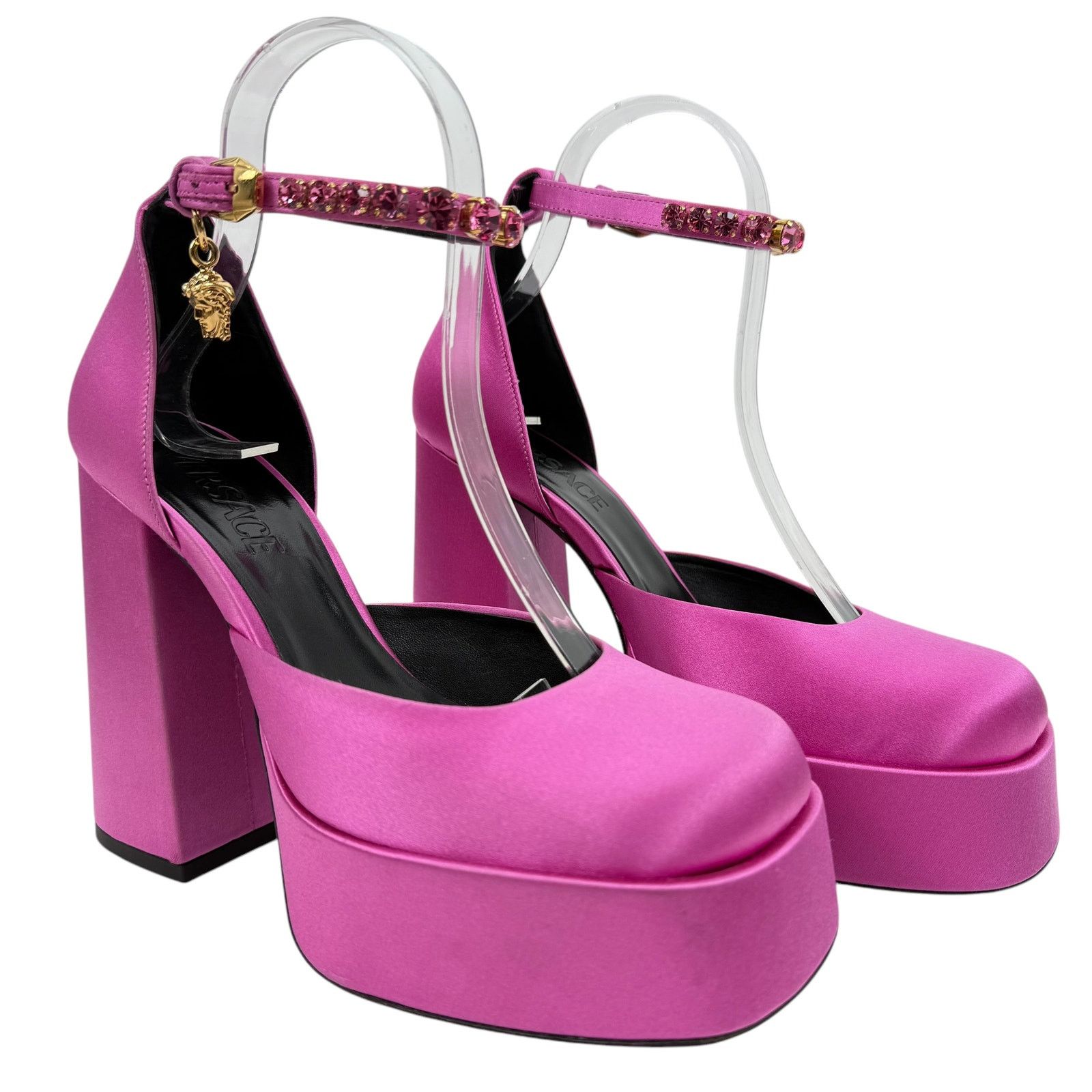 Versace NEW Versace Aevital Medusa Platform Crystals Pumps Pink 37 Size US 7 / IT 37 - 2 Thumbnail