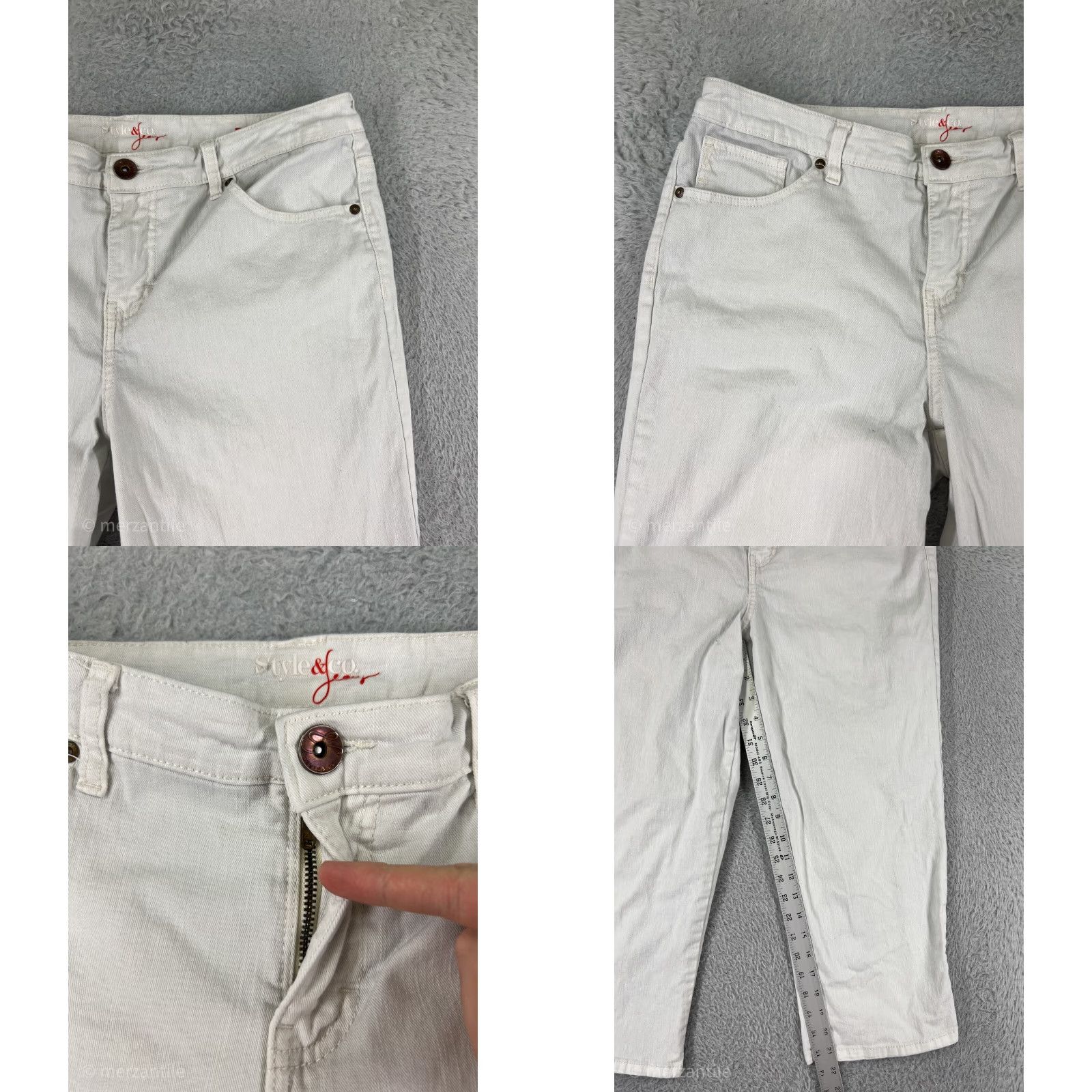 Style & Co Style & Co White Denim Capri Pants Womens 31 Regular Cotton Blend Stretch Pockets Floral 21.5in Inseam 31 Waist Casual Workwear Womens Size 24" / US 00 / IT 34 - 8 Thumbnail
