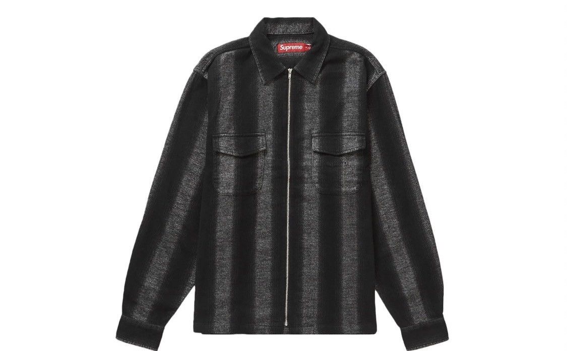 Supreme Supreme 2023FW stripe flannel zip up shirts black sz M