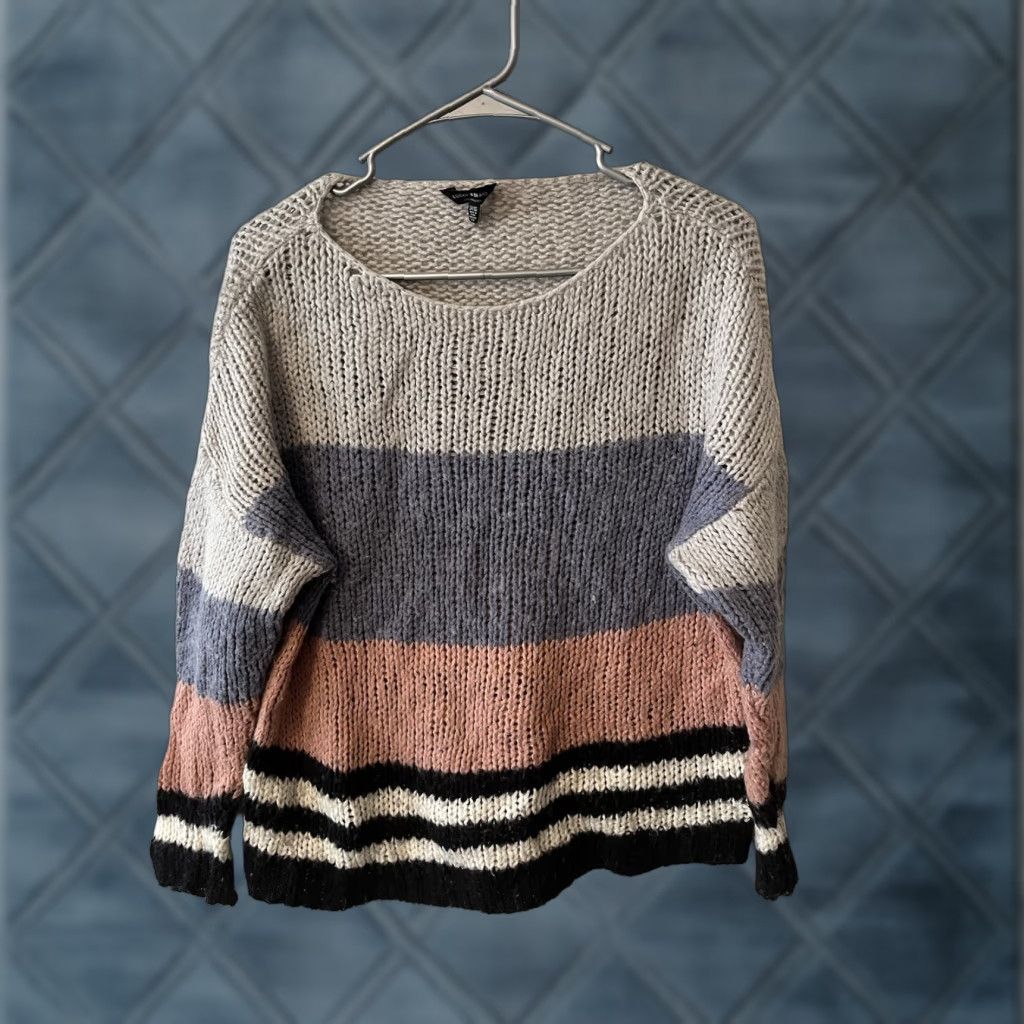 Lucky Brand Lucky Brand Sweater Womens Size 1X Color Block Striped Wool Blend Pullover Knit Boat Neck Long Sleeve Multicolor Acrylic Wool Blend Size XL / US 12-14 / IT 48-50 - 1 Thumbnail