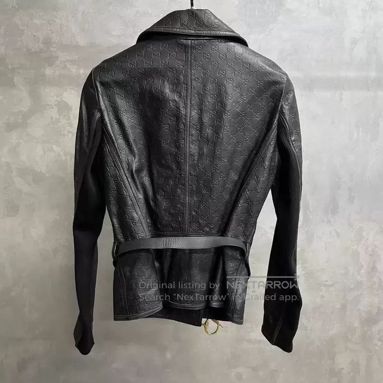 Gucci Gucci Black GG Pattern Embossed Leather Jacket Size US XS / EU 42 / 0 - 2 Thumbnail