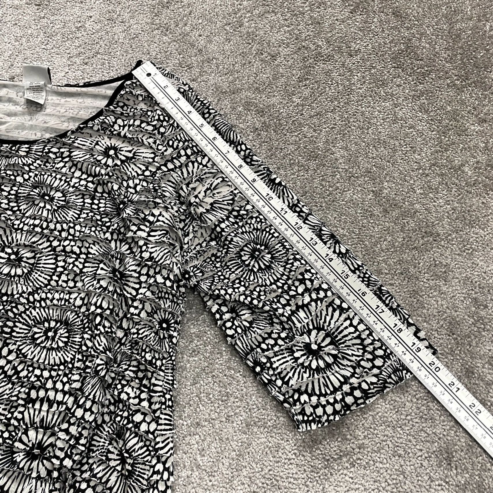 Vintage Jaclyn Smith Blouse Womens XL Black white geometric Round Neck 3/4 Sleeve Casual Size XL / US 12-14 / IT 48-50 - 7 Thumbnail