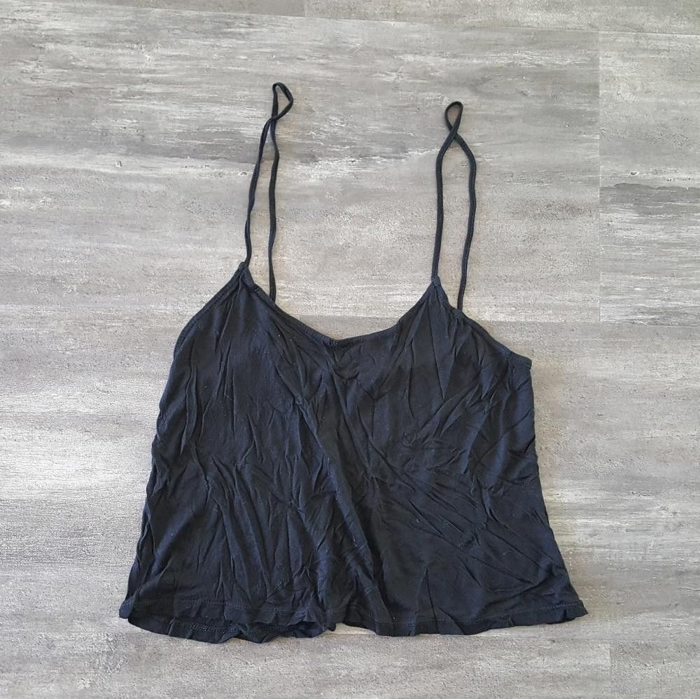 Designer Black Basic Melville Flowy Cropped Cami Size ONE SIZE - 1 Thumbnail