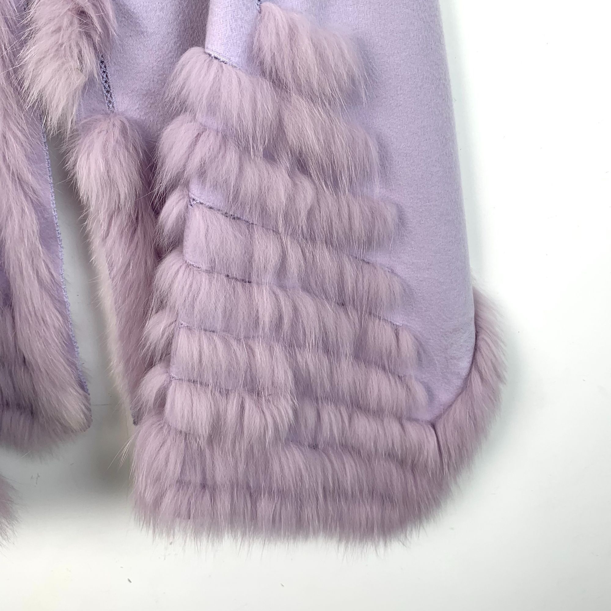 Fendi Fendi Lavender Faux Fur Trim Poncho Cape Wrap Shawl Size ONE SIZE - 4 Thumbnail