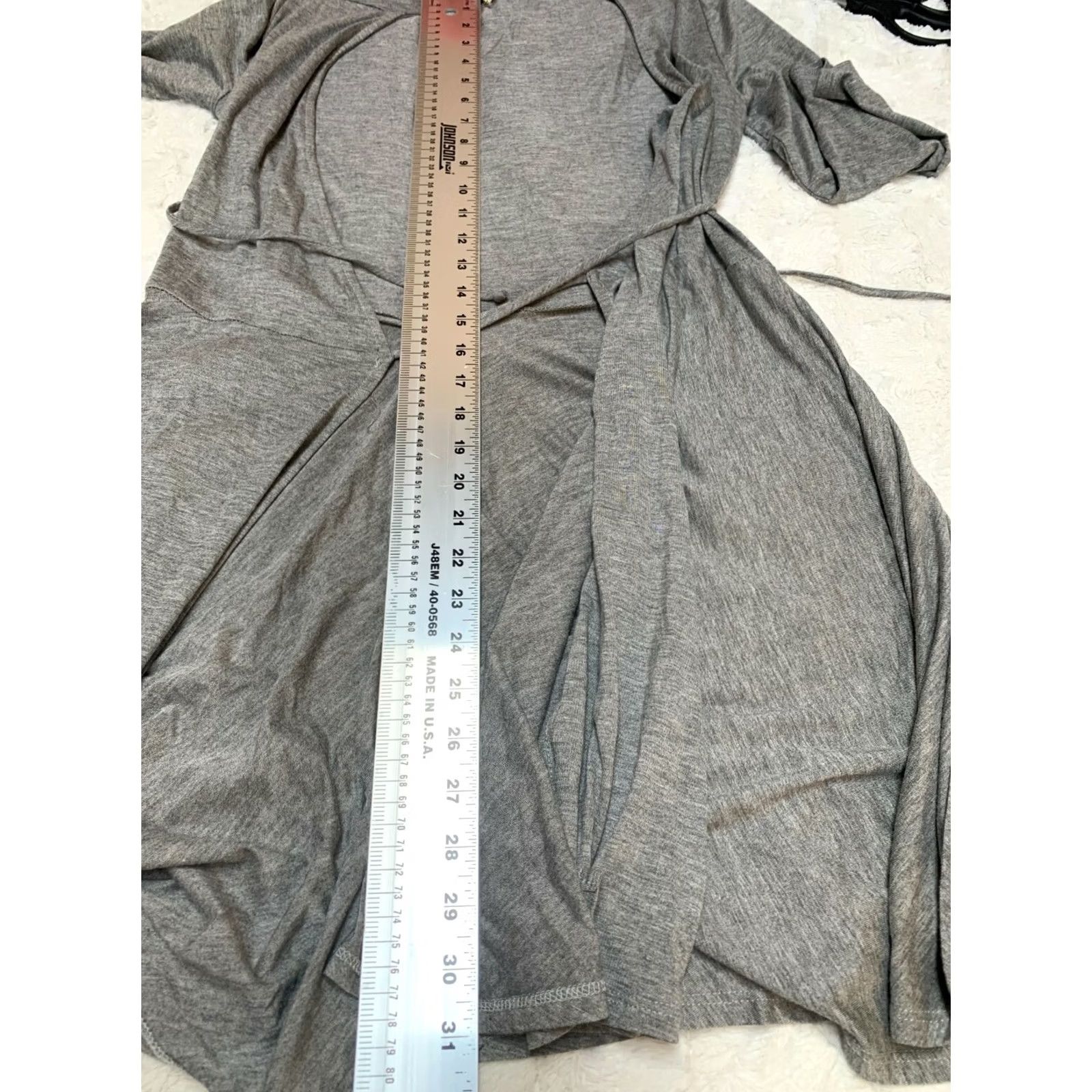 Vintage Hour Glass Lilly Womens Dress Wrap Tie Waist 3/4 Sleeve Gray USA Medium Knit Duster Cardigan/Knit Dress Size M / US 6-8 / IT 42-44 - 8 Thumbnail