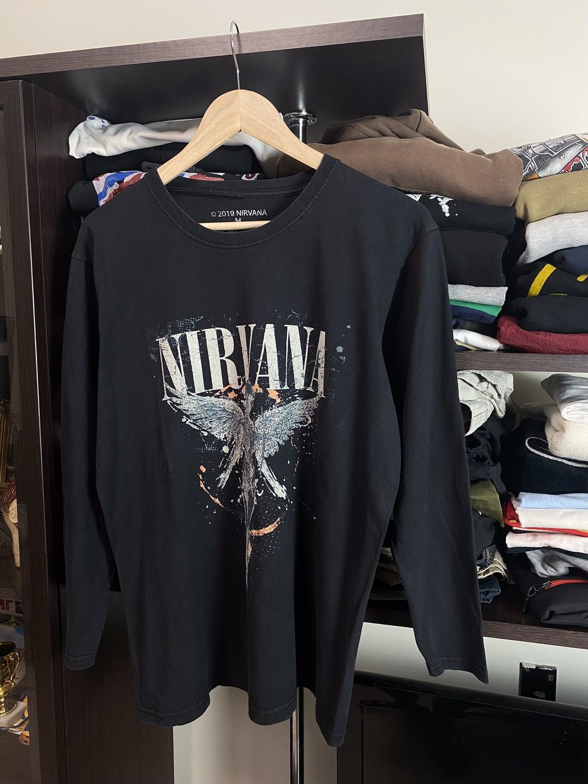 Band Tees × Nirvana × Vintage Nirvana 2019 Logo Black Long Sleeve Tee Size US M / EU 48-50 / 2 - 2 Thumbnail