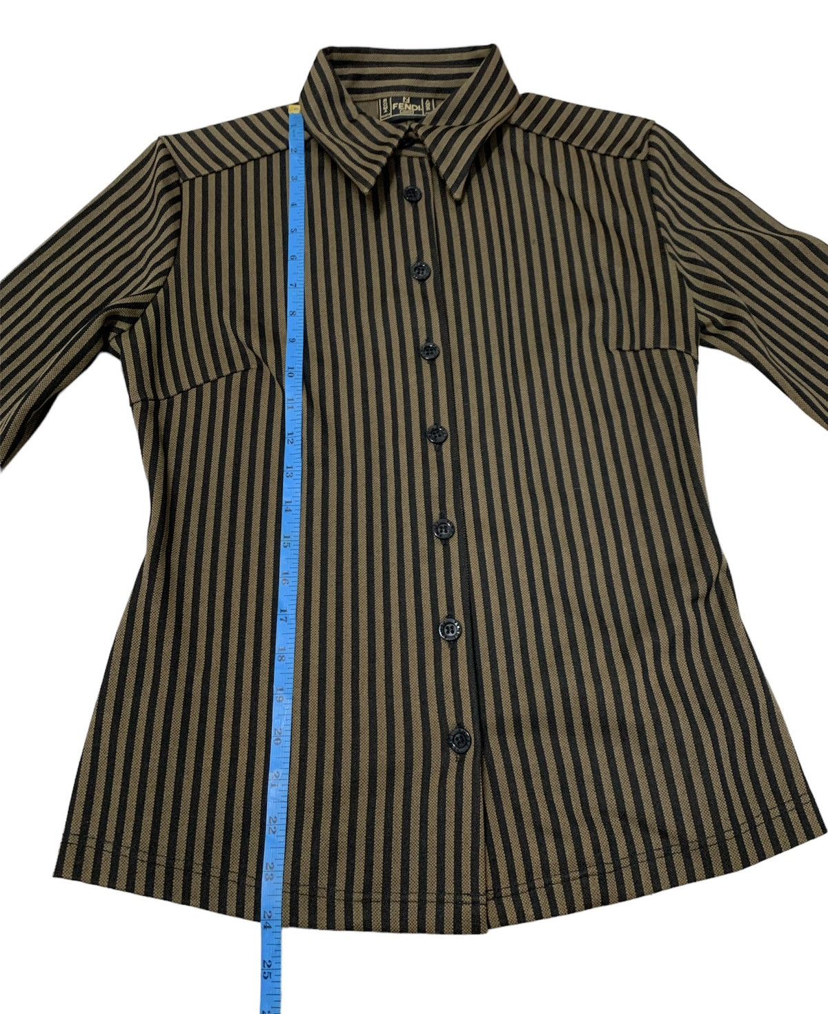 Fendi Fendi Striped Button-Up Shirt Slim Fit Brown Black Size M / US 6-8 / IT 42-44 - 6 Thumbnail