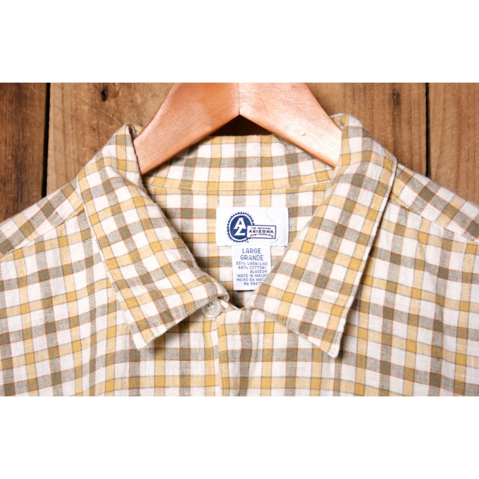 Vintage VINTAGE Arizona Jeans Shirt Mens Short Sleeve Yellow Check Loop Collar Sz L Size US L / EU 52-54 / 3 - 2 Thumbnail