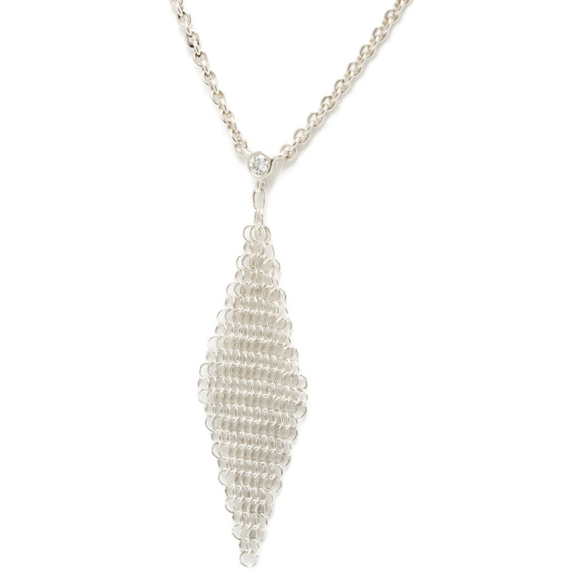 Tiffany Elsa Peretti Mesh Pendant Necklace with Diamonds