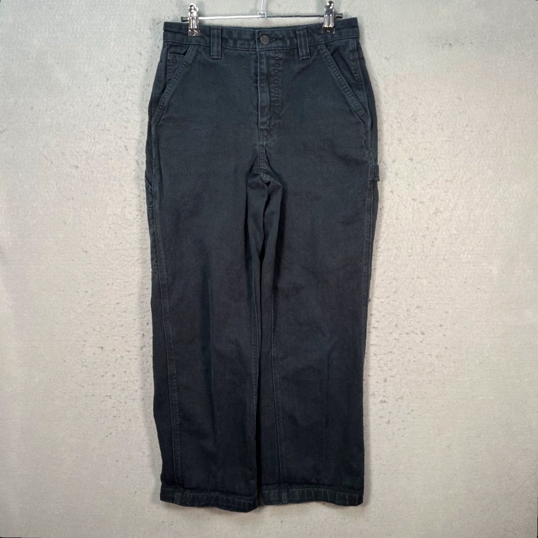 TNA TNA Womens Size 2 Black Denim Carpenter Pants Straight Leg 100% Cotton Size 26" / US 2 / IT 38 - 2 Thumbnail