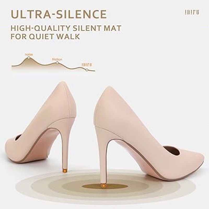 Other Idifu Women's Size 6.5 Tan 4" Heel Pointy Pumps Shoes Size US 6.5 / IT 36.5 - 3 Thumbnail