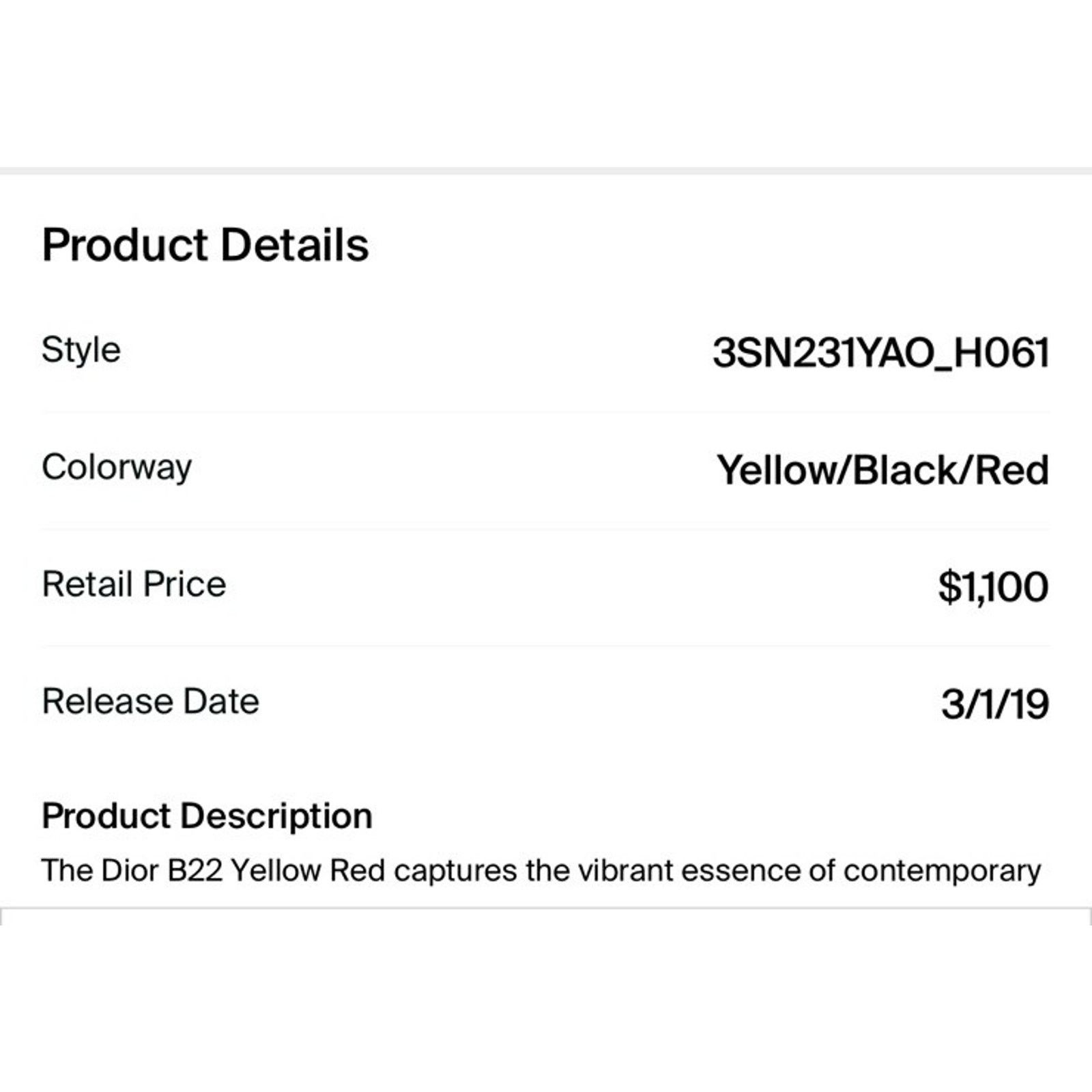 Dior Size 41EU/8US - Dior B22 Yellow/Red Trainers Size US 8 / EU 41 - 11 Thumbnail