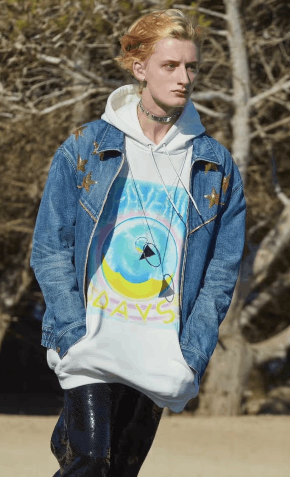 SS22 Celine embroidered star denim jacket union wash XL