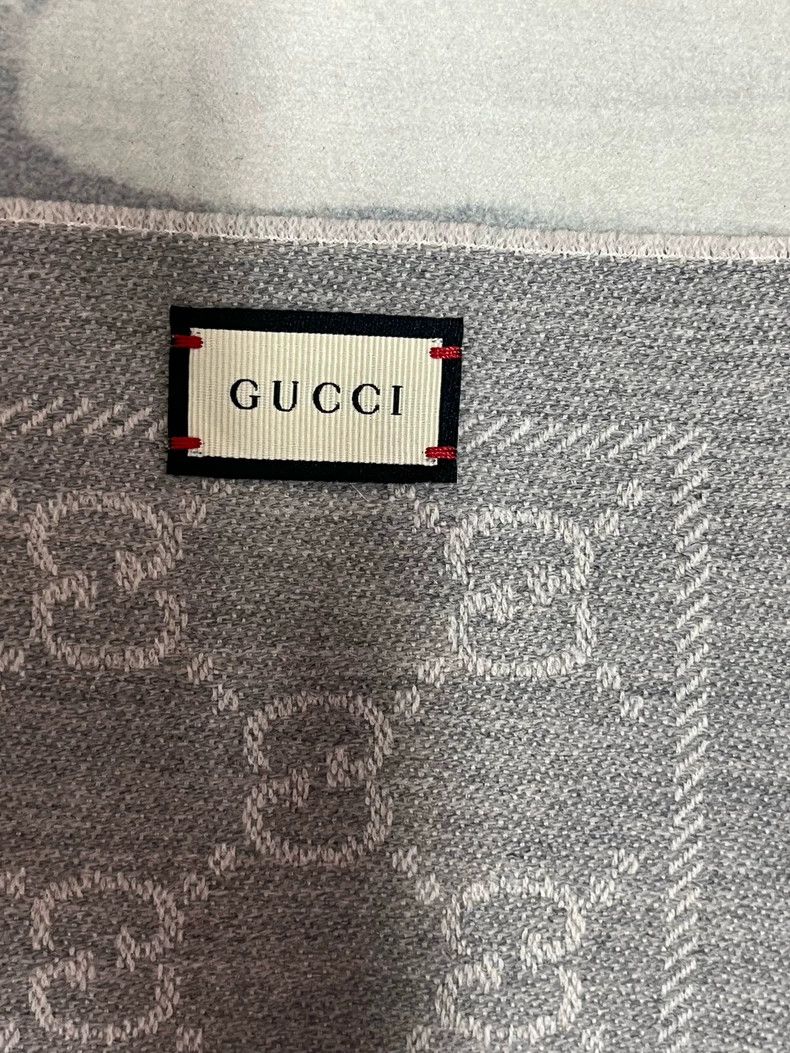 Gucci Gucci Light gray old flower tassel scarf Size ONE SIZE - 3 Thumbnail