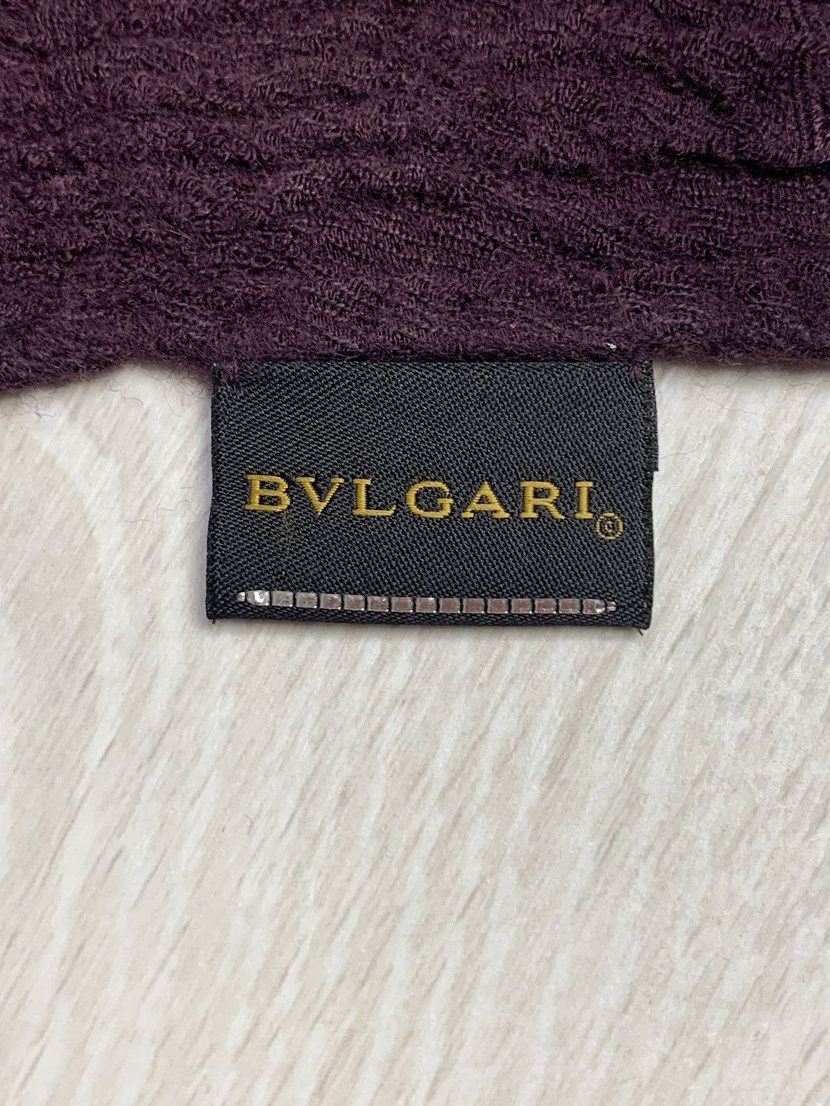 Bvlgari BVLGARI Silk & Wool Monogram Scarf - Deep Plum Size ONE SIZE - 4 Thumbnail