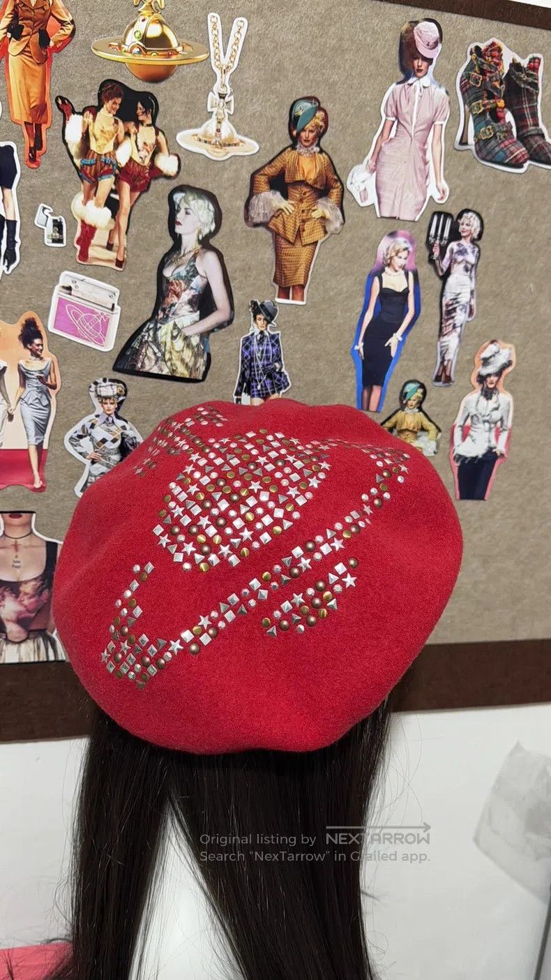 Vivienne Westwood Vivienne Westwood Rare Red Stud Saturn Beret Size ONE SIZE - 1 Thumbnail