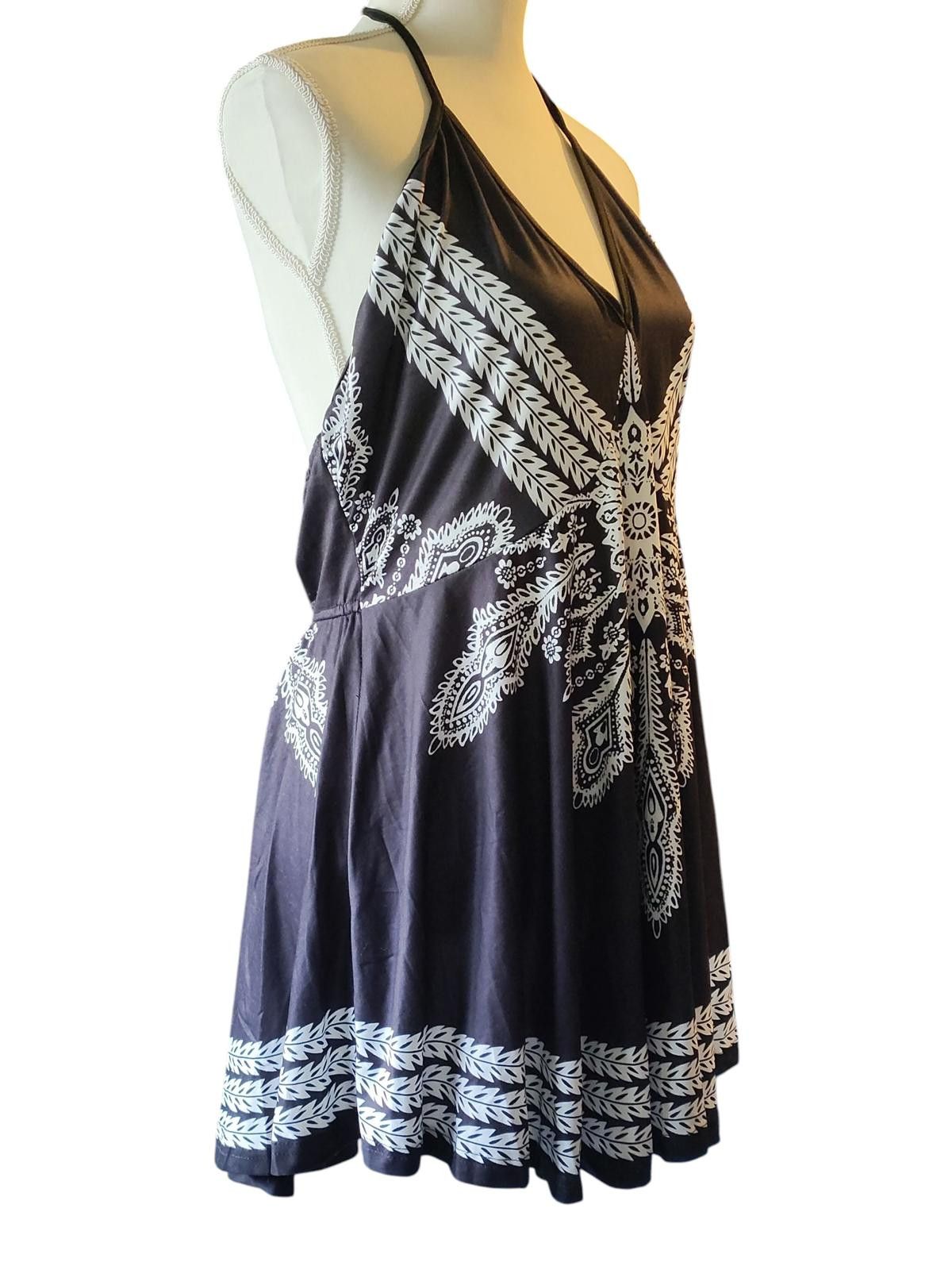Unknown London Black & White Patterned Women's Mini Dress Size 1XL Size M / US 6-8 / IT 42-44 - 2 Thumbnail