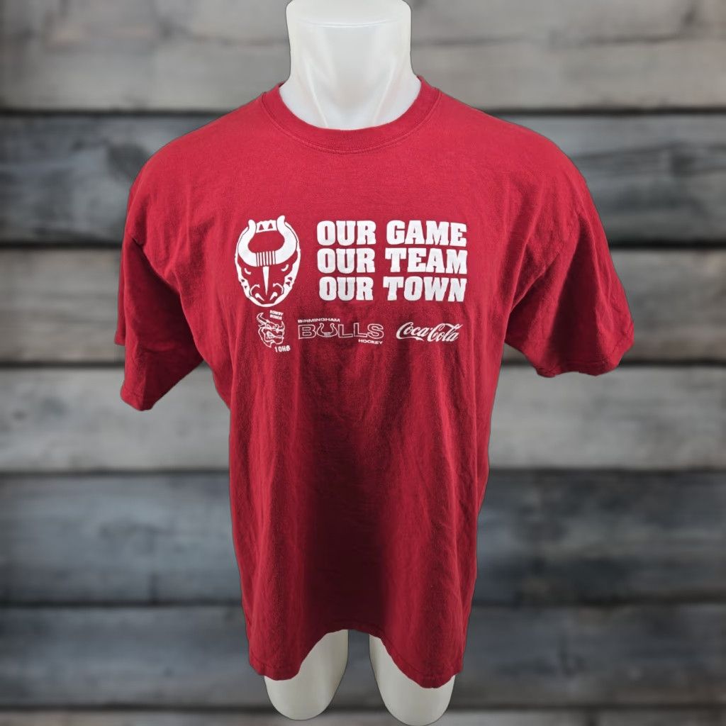 Vintage VINTAGE Birmingham Bulls Hockey Red T Shirt Red Size XL Size US XL / EU 56 / 4 - 1 Thumbnail