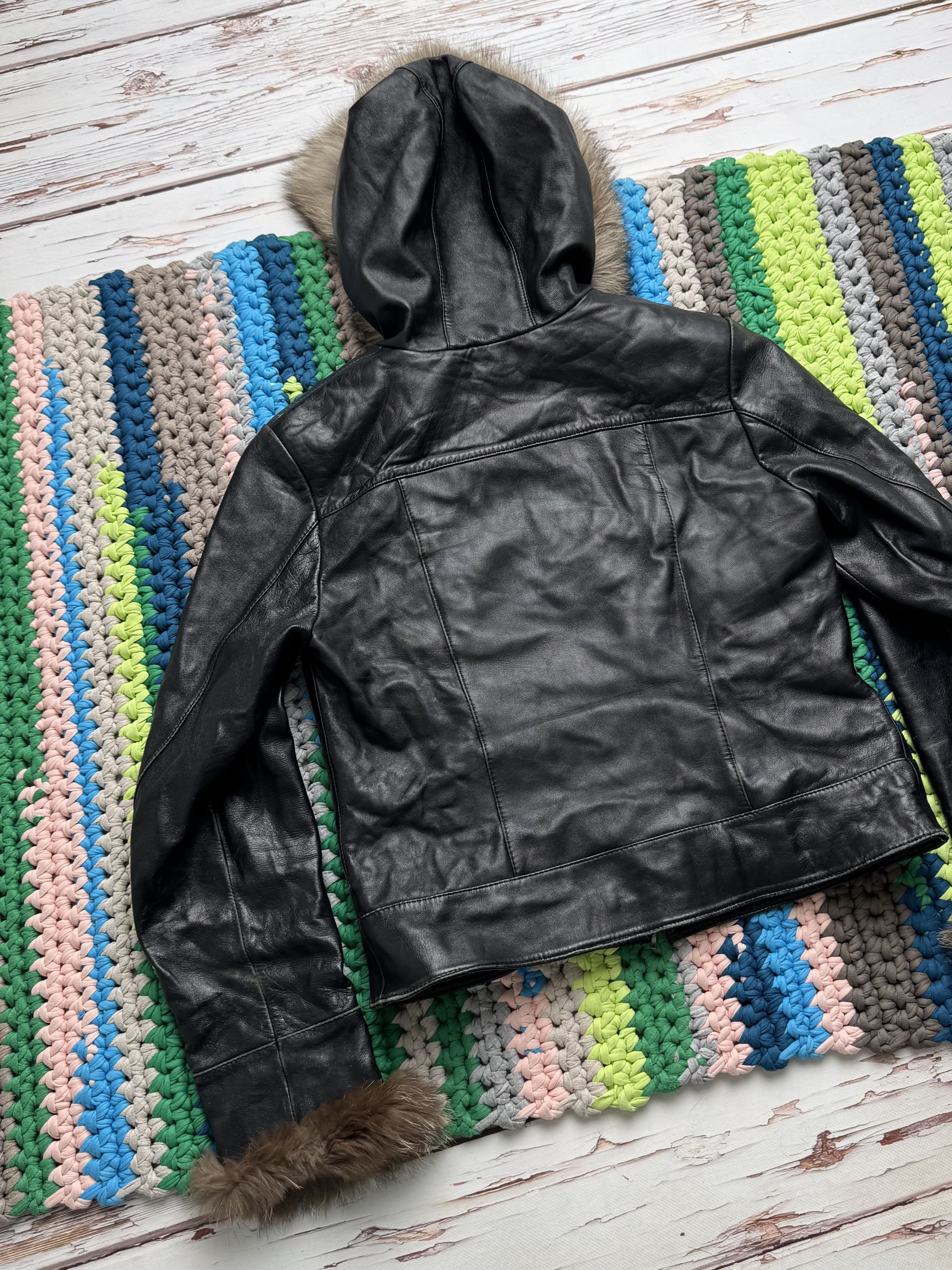 Vintage Vintage Leather Cropped Jacket With Real Fur (D15)(D10) Size L / US 10 / IT 46 - 21 Thumbnail