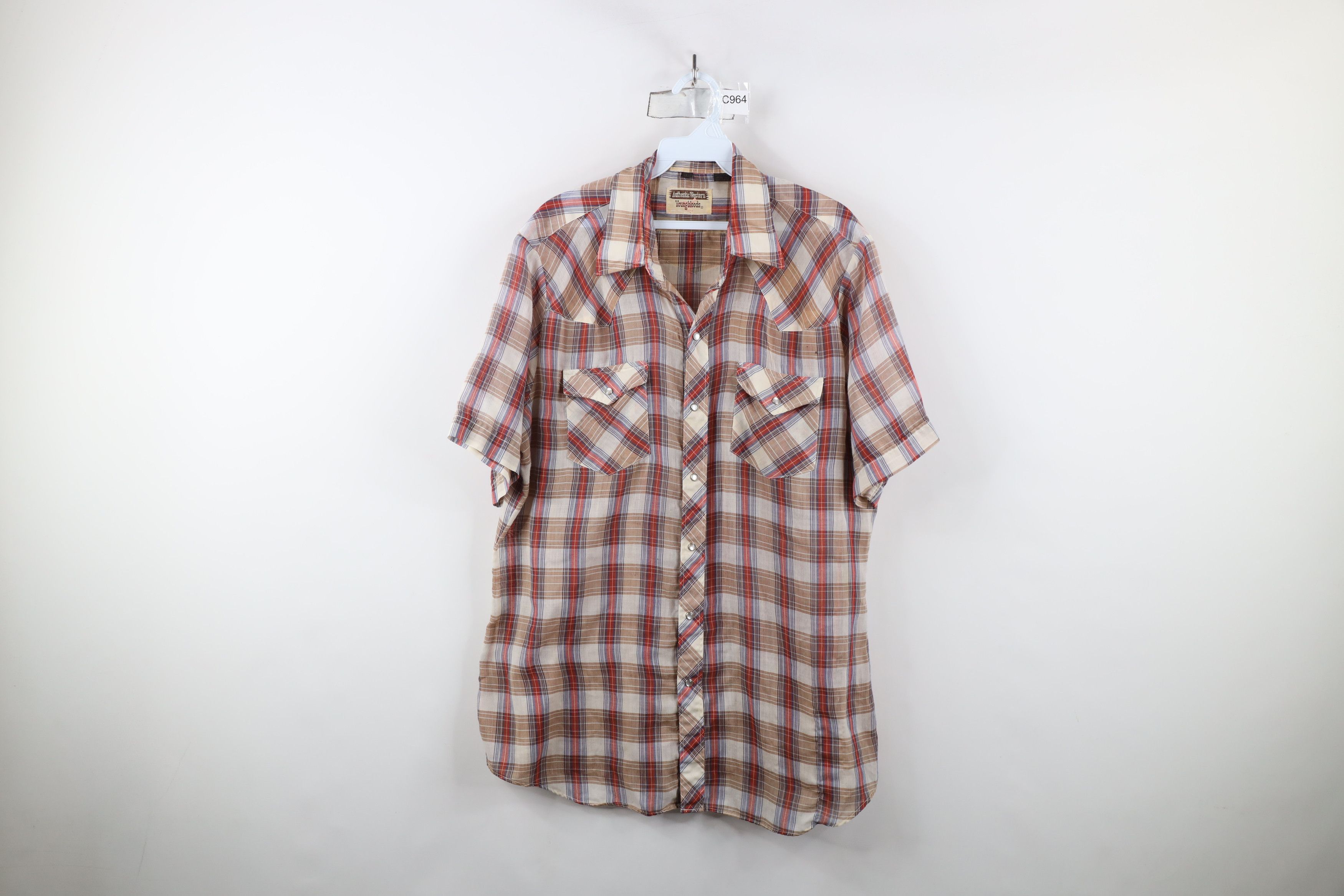 Vintage Vintage 70s Streetwear Thin Western Rodeo Snap Button Shirt Size US L / EU 52-54 / 3 - 1 Thumbnail