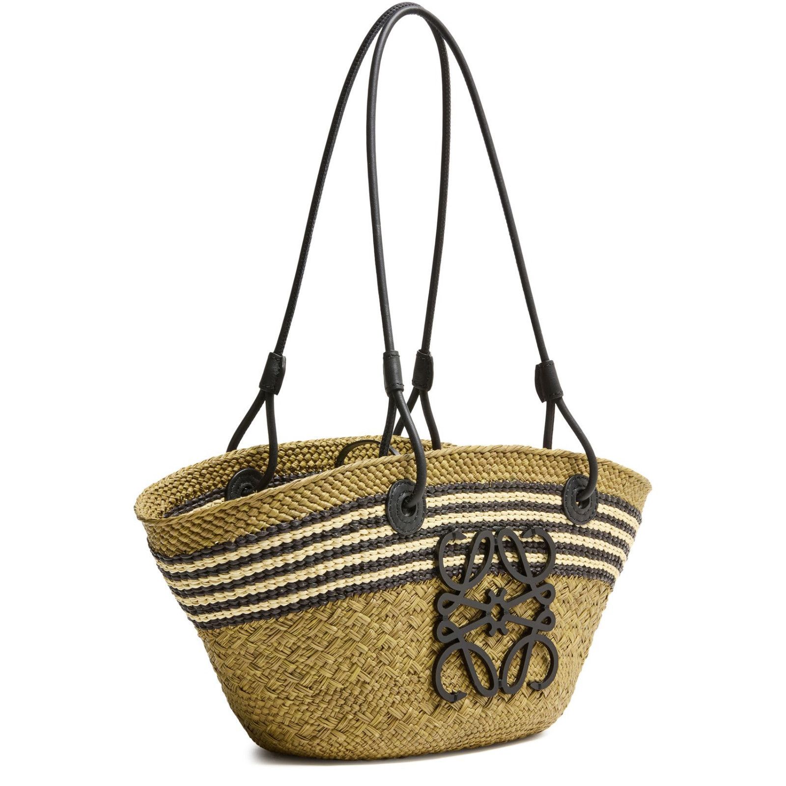 Loewe LOEWE Dark Khaki/Black Medium Raffia Tote Bag New & Authenti Size ONE SIZE - 2 Thumbnail
