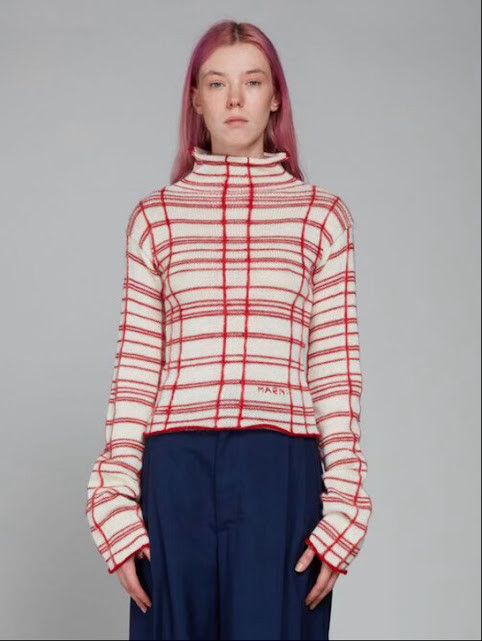 Marni o1w1db10824 Turtleneck Sweater in White Red Size L / US 10 / IT 46 - 1 Thumbnail