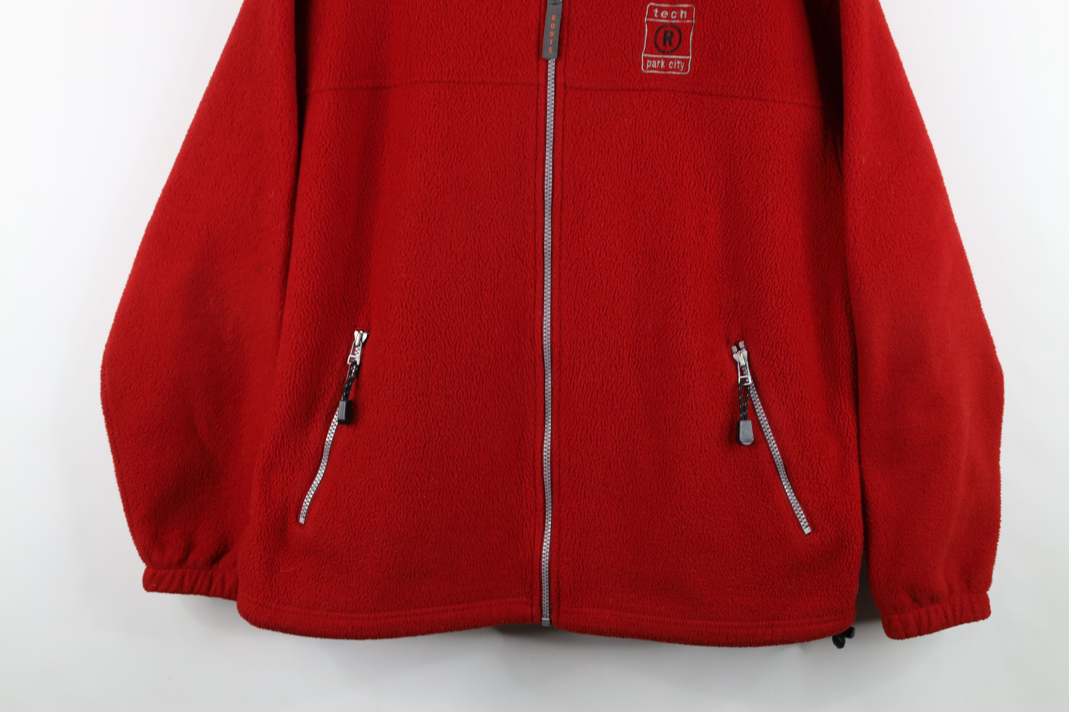 Vintage Vintage 90s Roots Tech Park City Utah Fleece Jacket Red Size US M / EU 48-50 / 2 - 3 Thumbnail